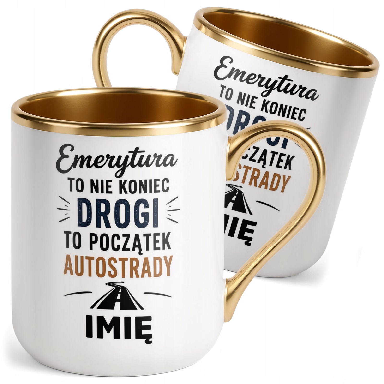 Kubek Personalizowany z nadrukiem Premium Złoty Emerytura Prezent
