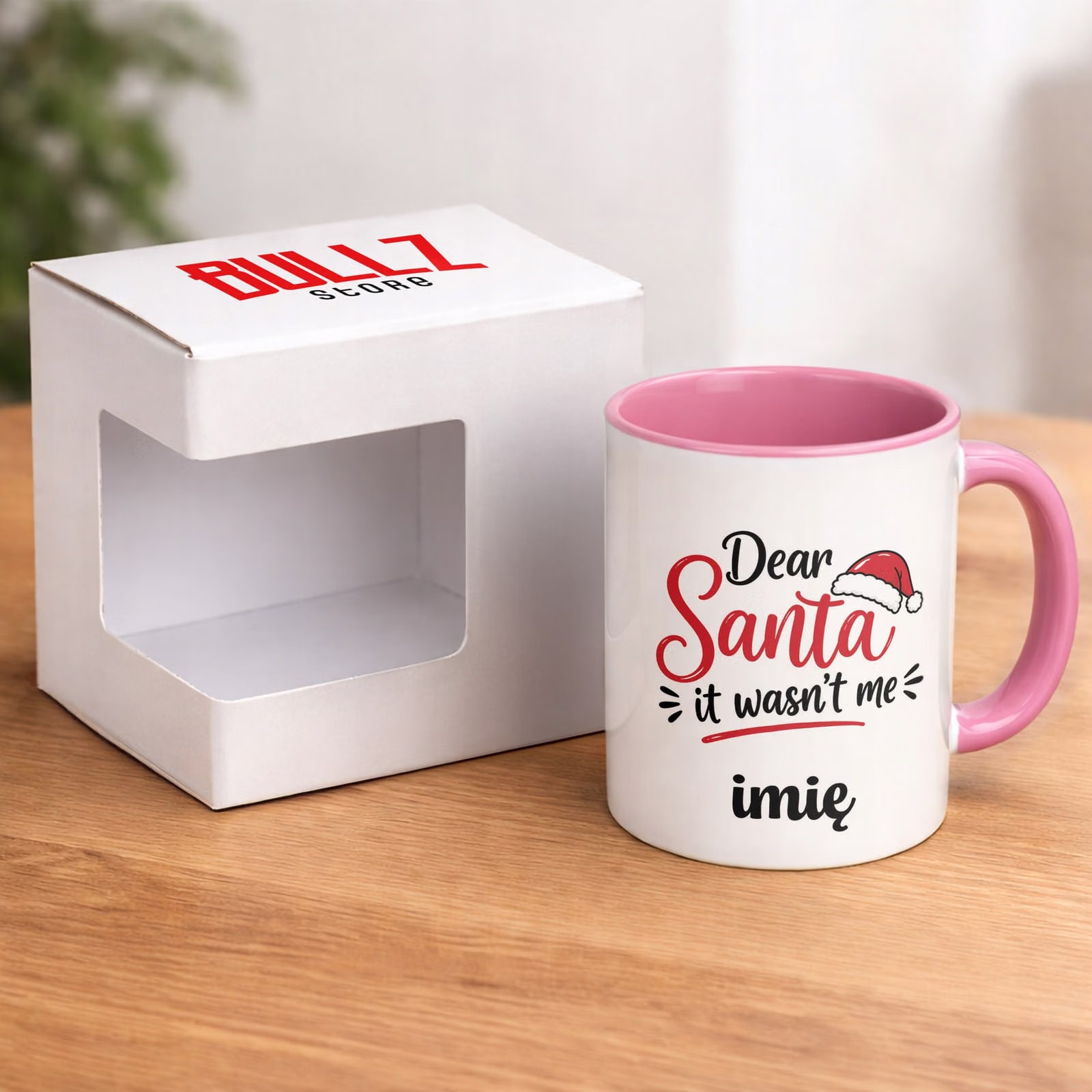 Kubek Różowy Personalizowany z Nadrukiem Boże Narodzenie Święta Prezent