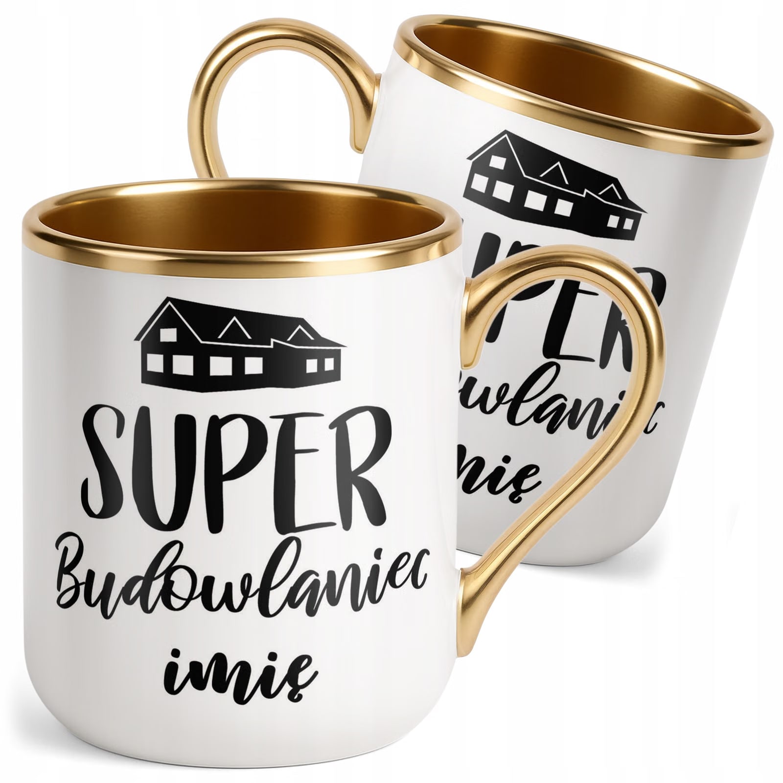 Kubek Premium Złoty Personalizowany Super Budowlaniec Prezent Upominek