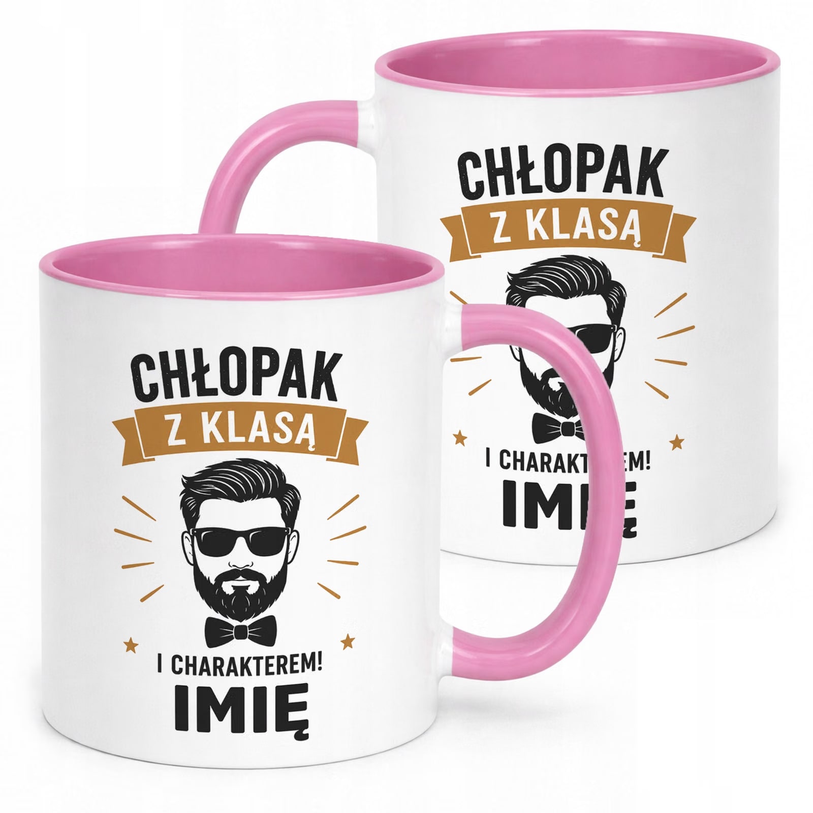 Różowy Kubek personalizowany z nadrukiem Dzień Chłopaka Mężczyzny Prezent
