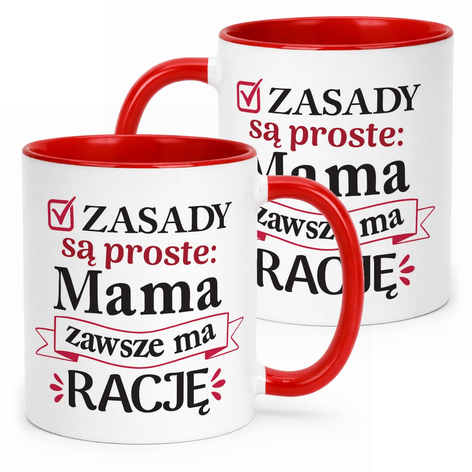 Kubek Czerwony Dzień Matki Dla Mamy Prezent Zasady Są Proste