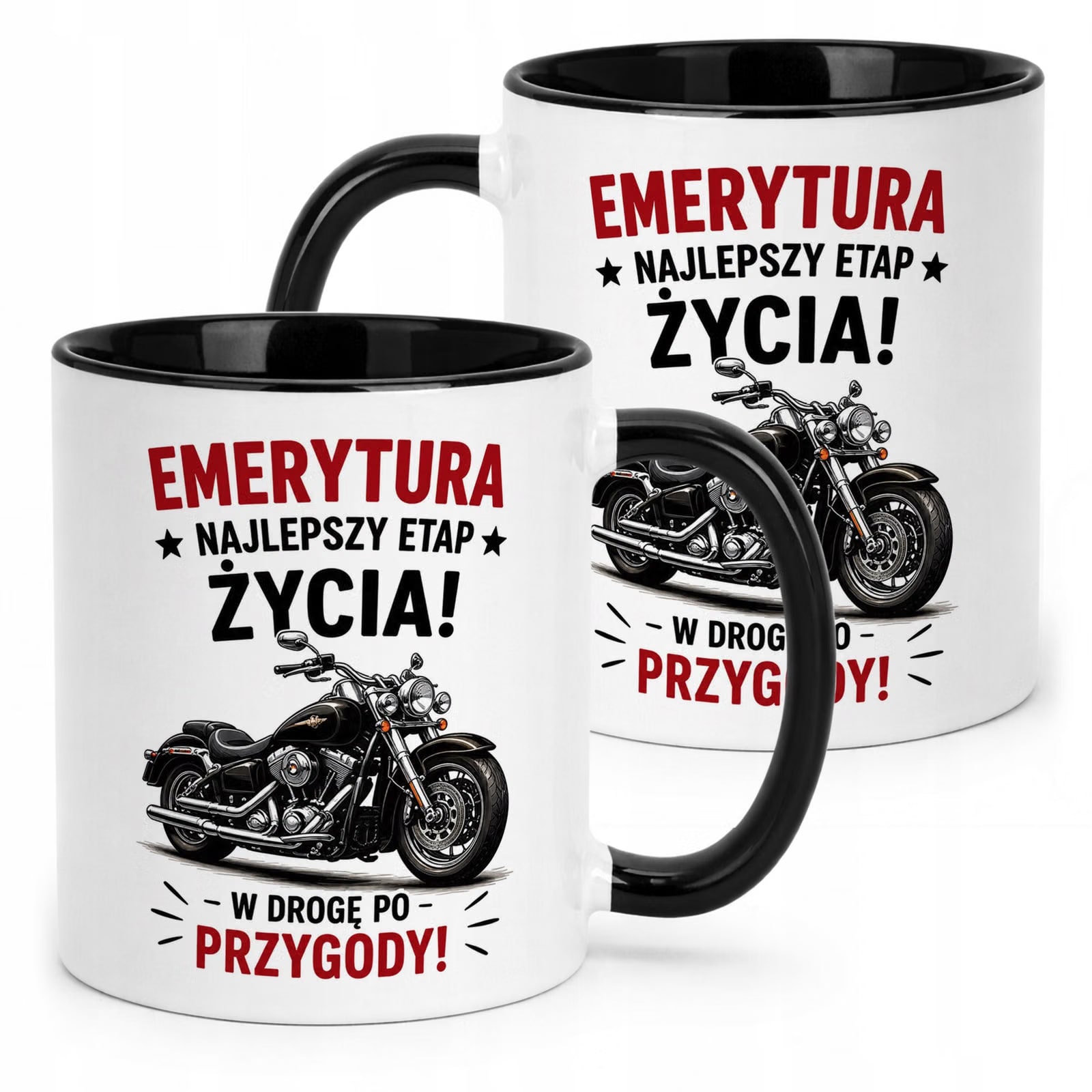 Kubek Czarny z nadrukiem Emerytura Dla Emeryta Upominek Prezent
