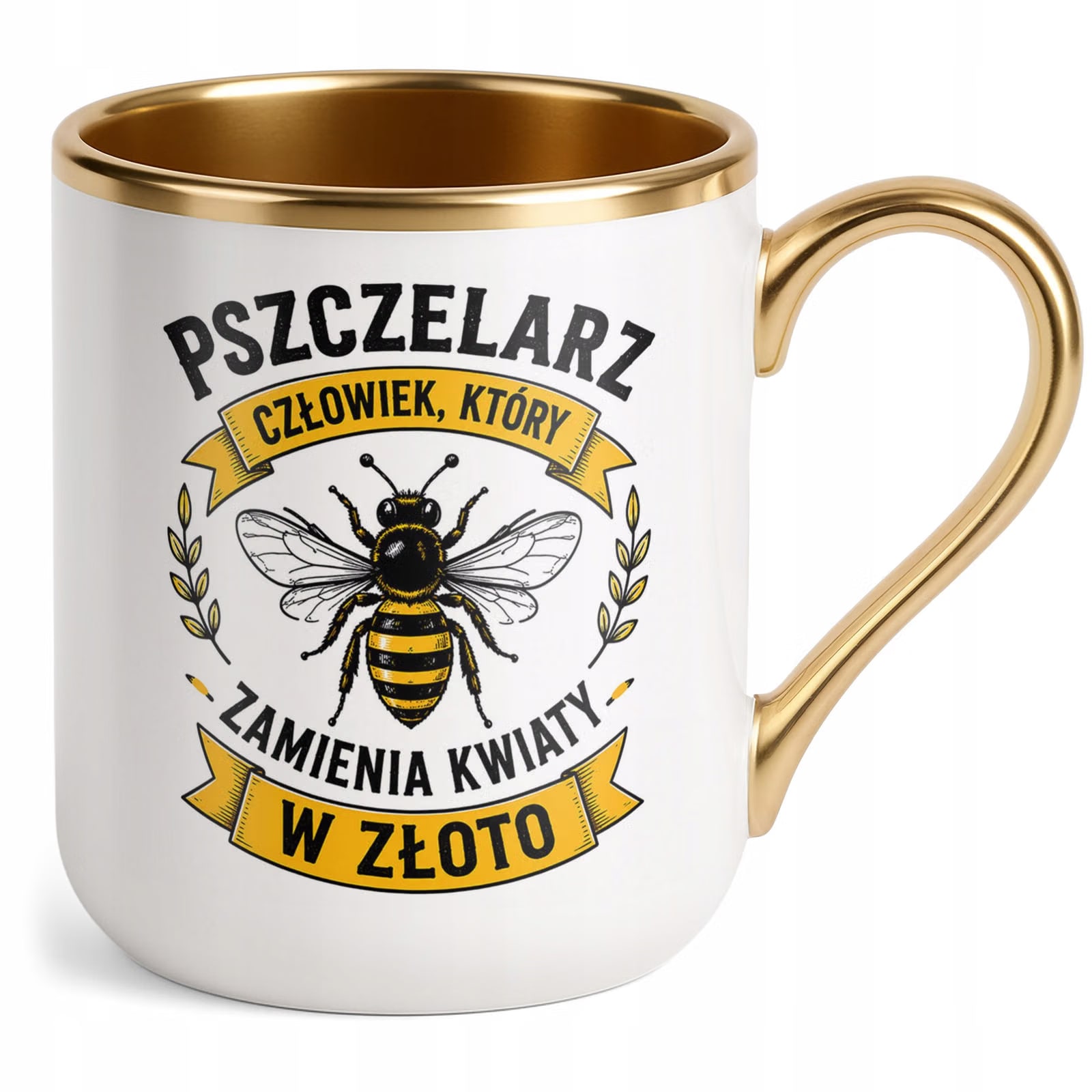 Kubek z nadrukiem Premium Złoty Dla Pszczelarza Szef Pasieki Prezent