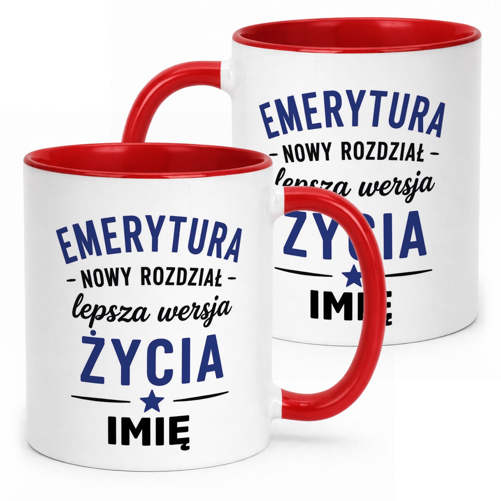 Kubek Czerwony Personalizowany z Nadrukiem Emerytura Dla Emeryta Prezent