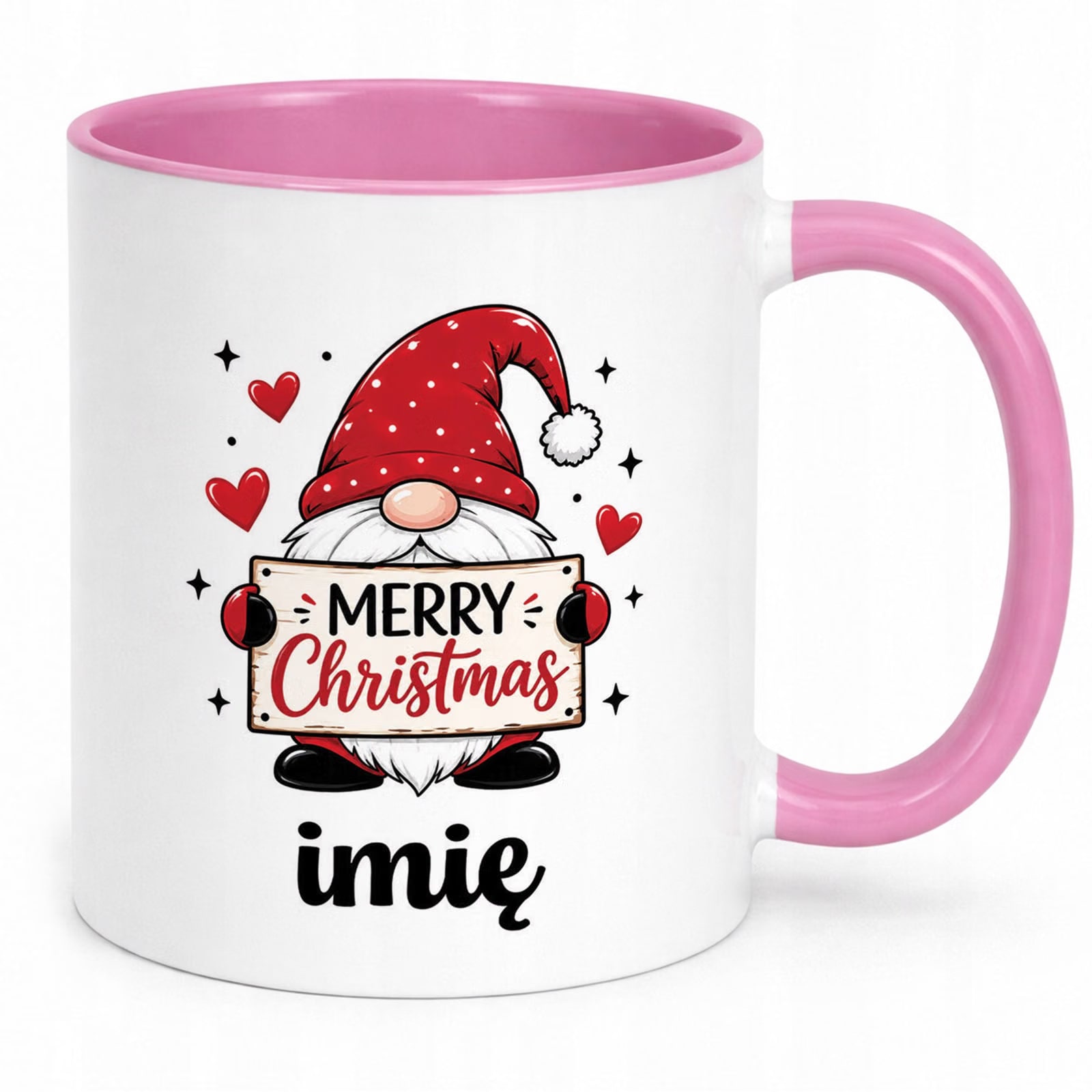 Kubek Różowy Personalizowany z Nadrukiem Boże Narodzenie Święta Prezent