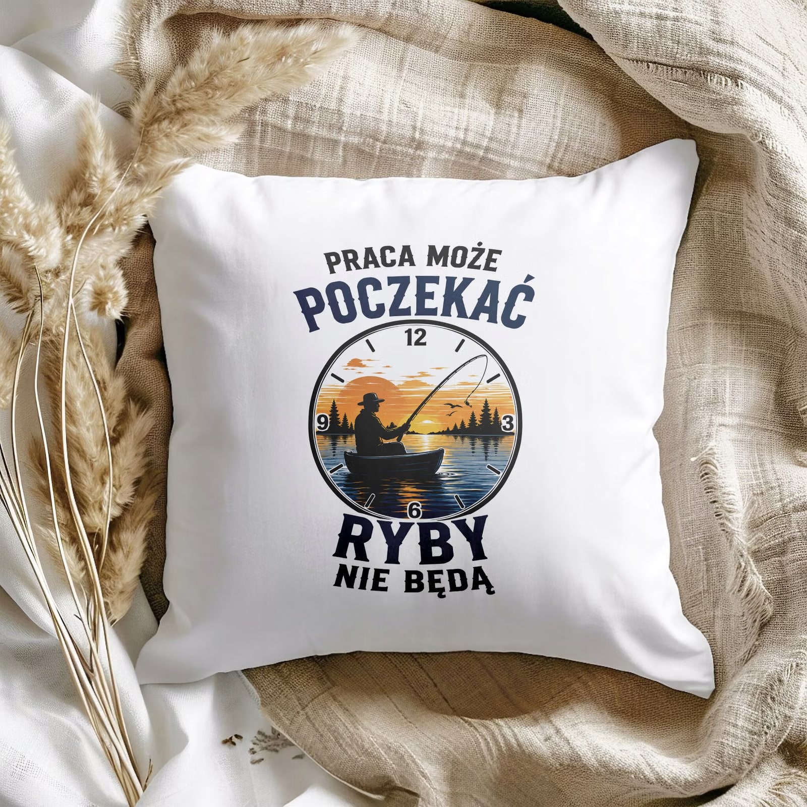 Poduszka Jasiek 38x38cm z Nadrukiem Dla Wędkarza Rybaka Upominek Prezent