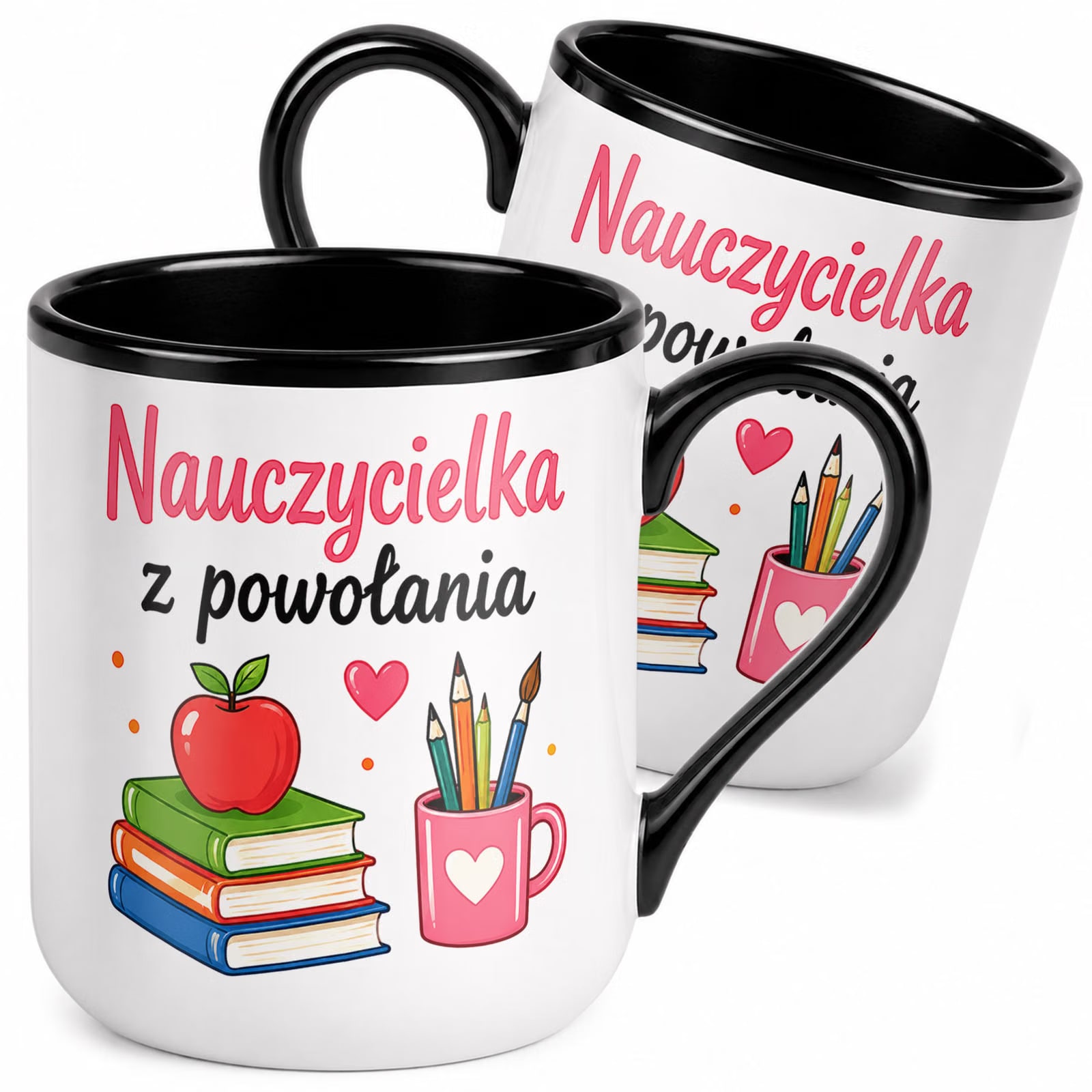 Kubek z nadrukiem Premium Czarny Dzień Nauczyciela Dla Nauczycielki Prezent