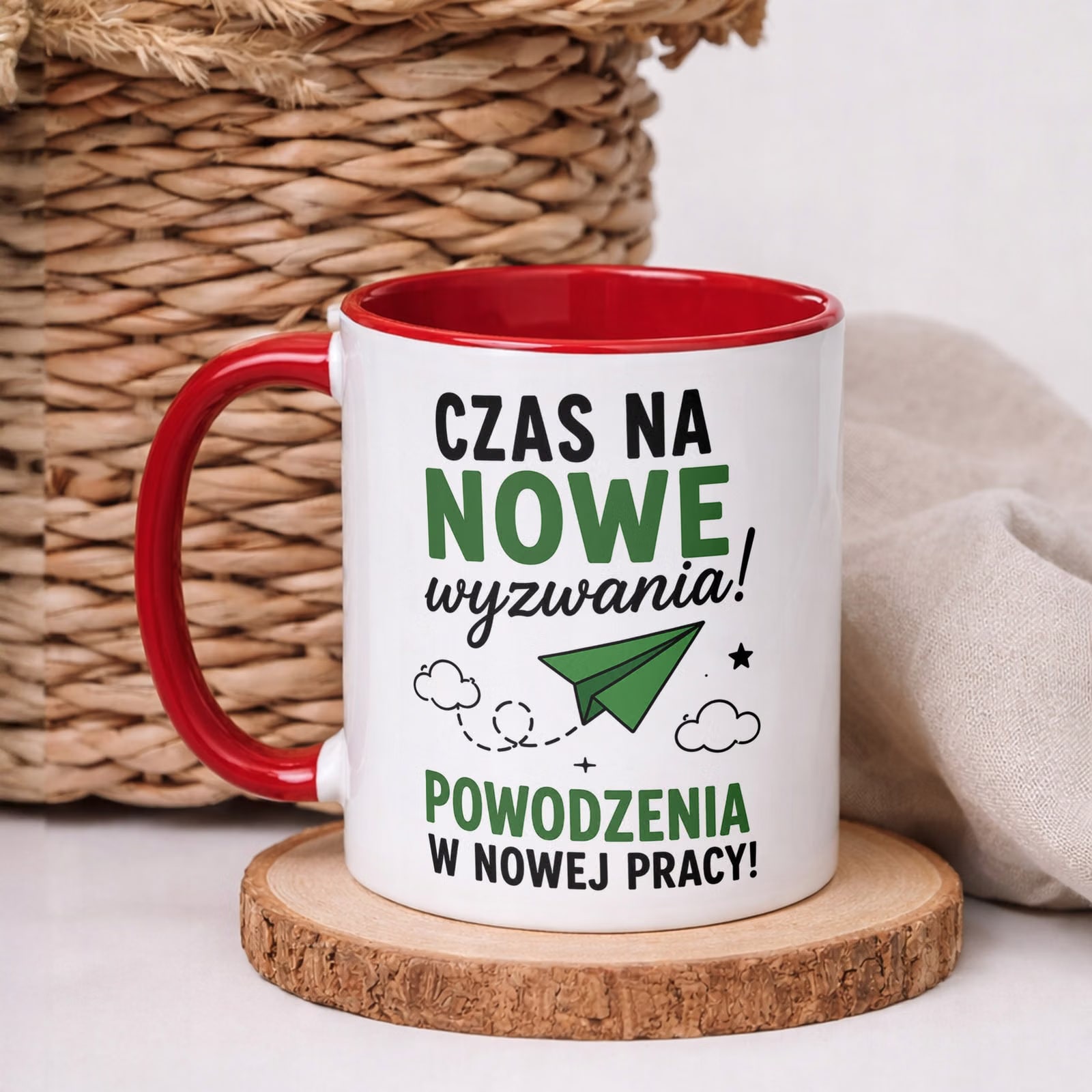 Kubek Czerwony z nadrukiem Pożegnanie Odejście z Pracy Upominek Prezent