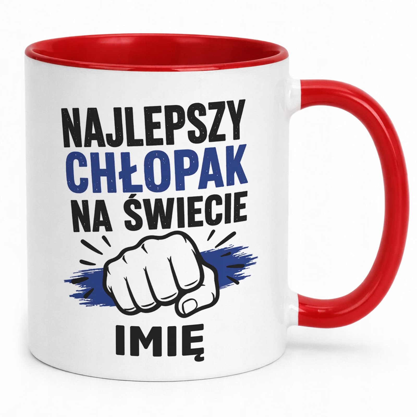 Czerwony Kubek personalizowany z nadrukiem Dzień Chłopaka Mężczyzny Prezent
