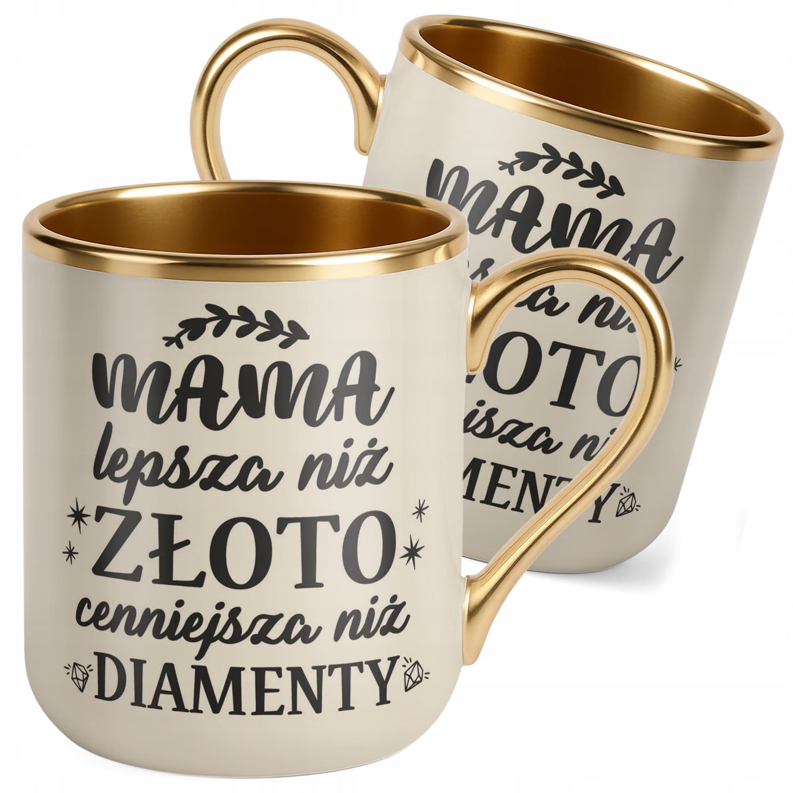 Kubek Premium Złoty Ecru Dzień Matki Dla Mamy Prezent Lepsza Niż Złoto
