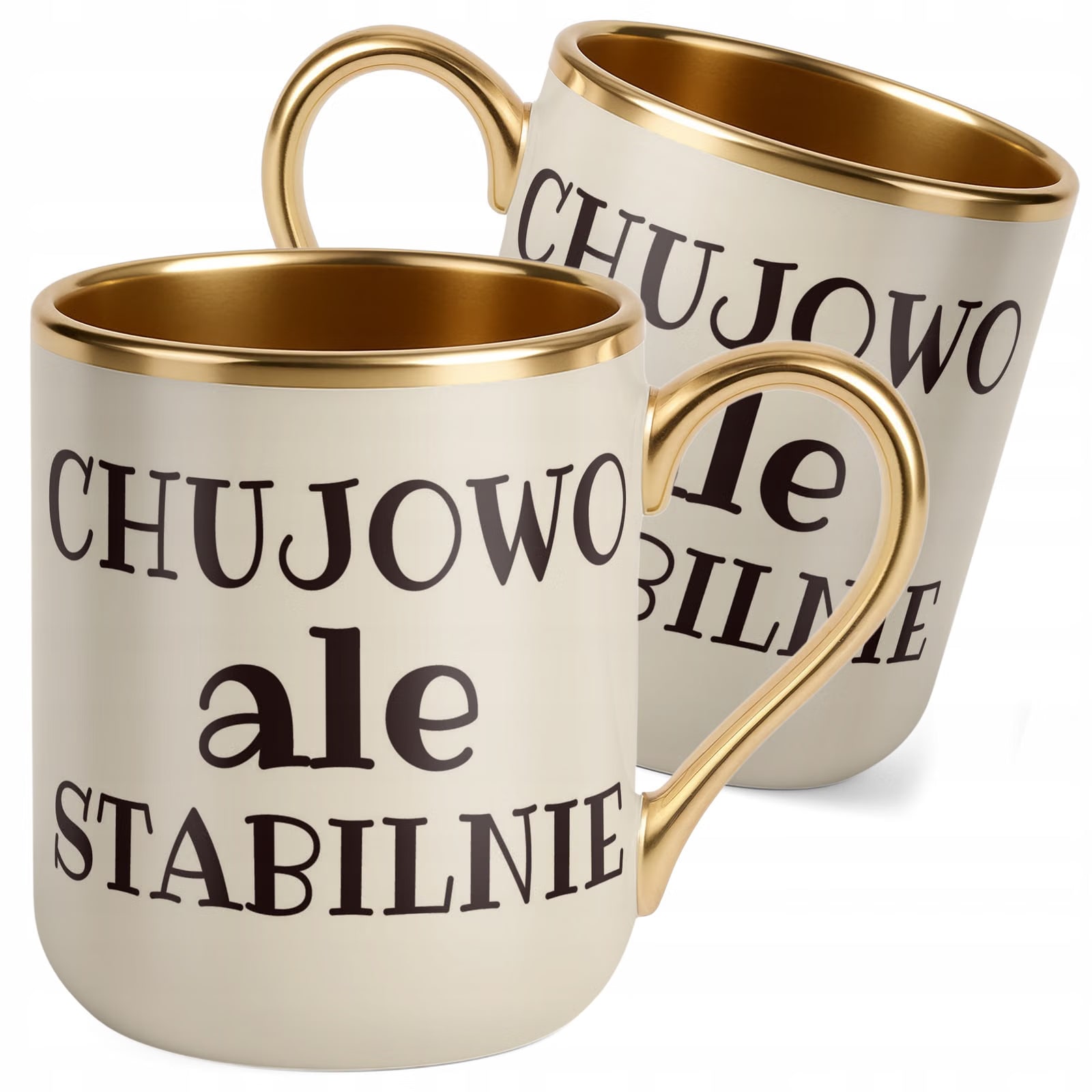 Kubek Premium Złoty Ecru Ch**owo Ale Stablinie Prezent