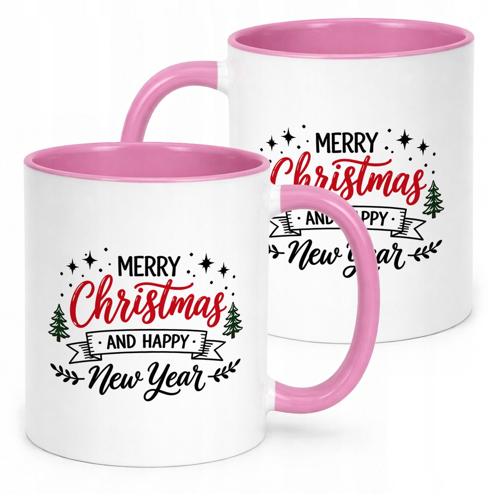 Kubek Różowy z Nadrukiem Boże Narodzenie Mikołajki Merry Christmas Prezent