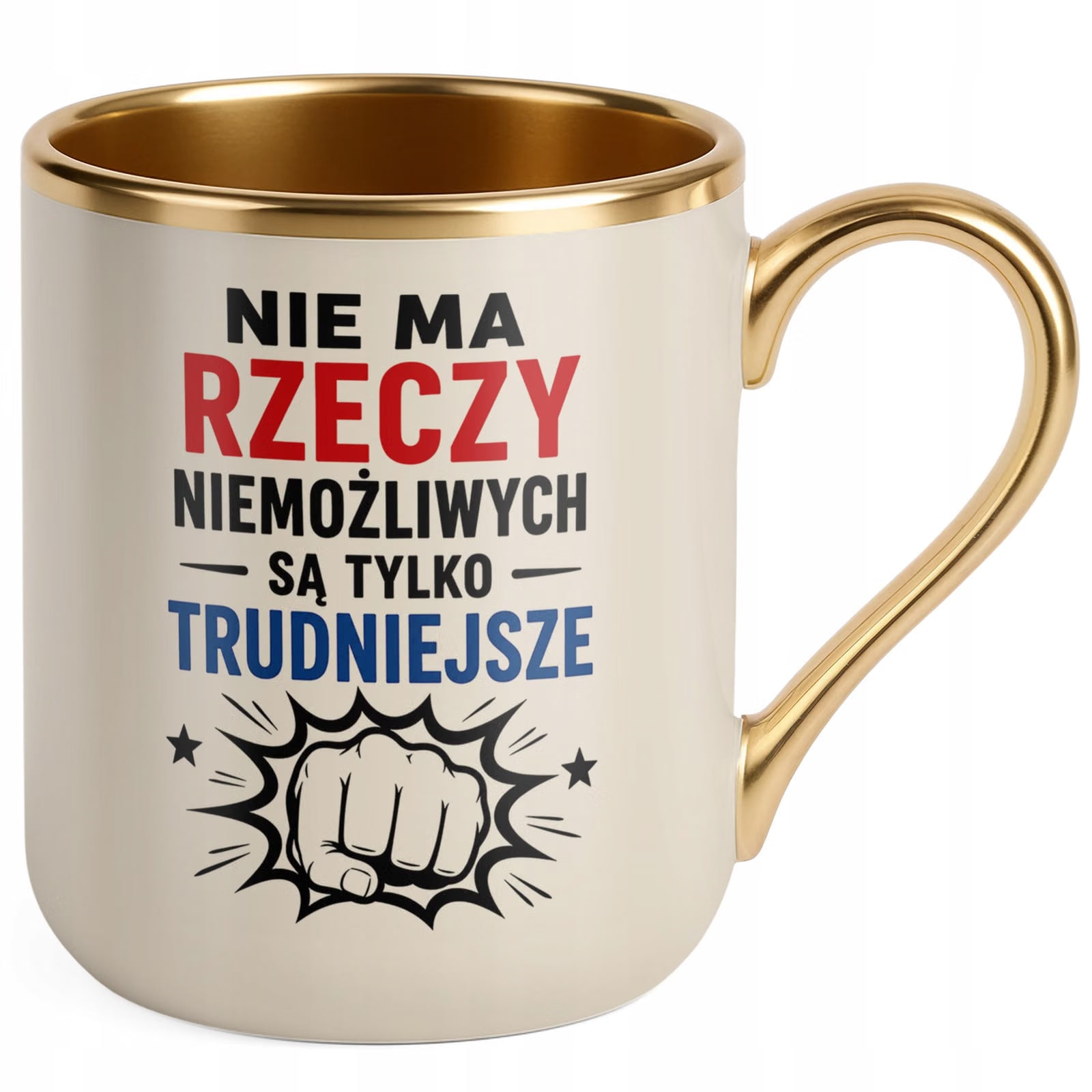 Kubek z nadrukiem Premium Złoty Ecru Dzień Chłopaka Mężczyzny Prezent