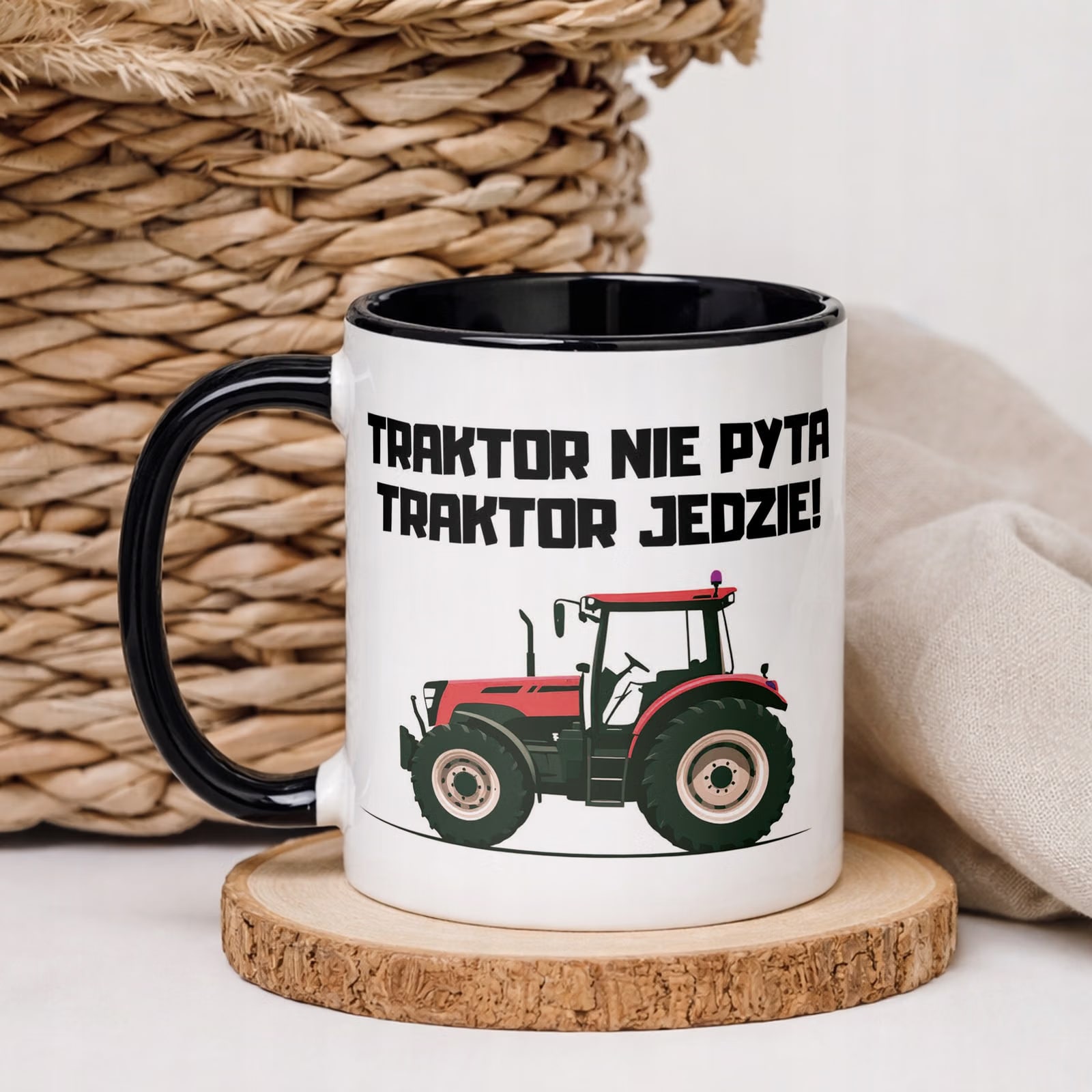 Kubek Czarny Rolnik Dla Rolnika Traktor Zabawny Prezent Upominek