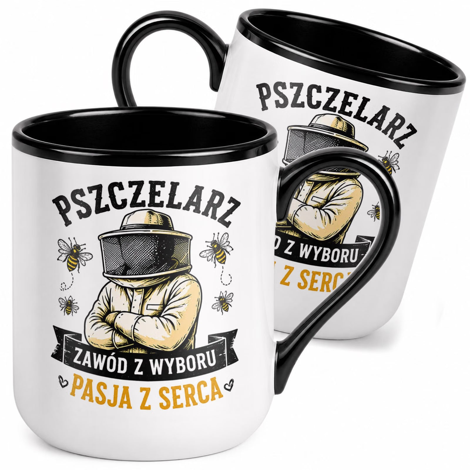 Kubek z nadrukiem Premium Czarny Dla Pszczelarza Szef Pasieki Prezent