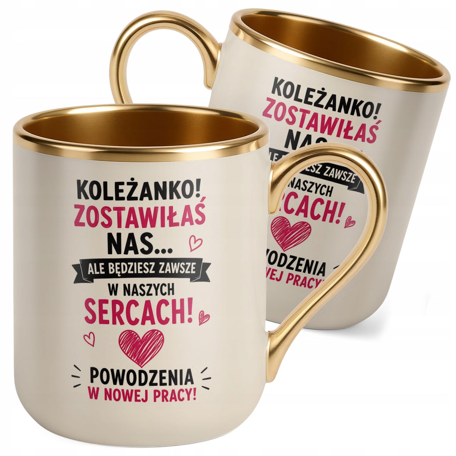 Kubek z nadrukiem Premium Złoty Ecru Pożegnanie Odejście z Pracy