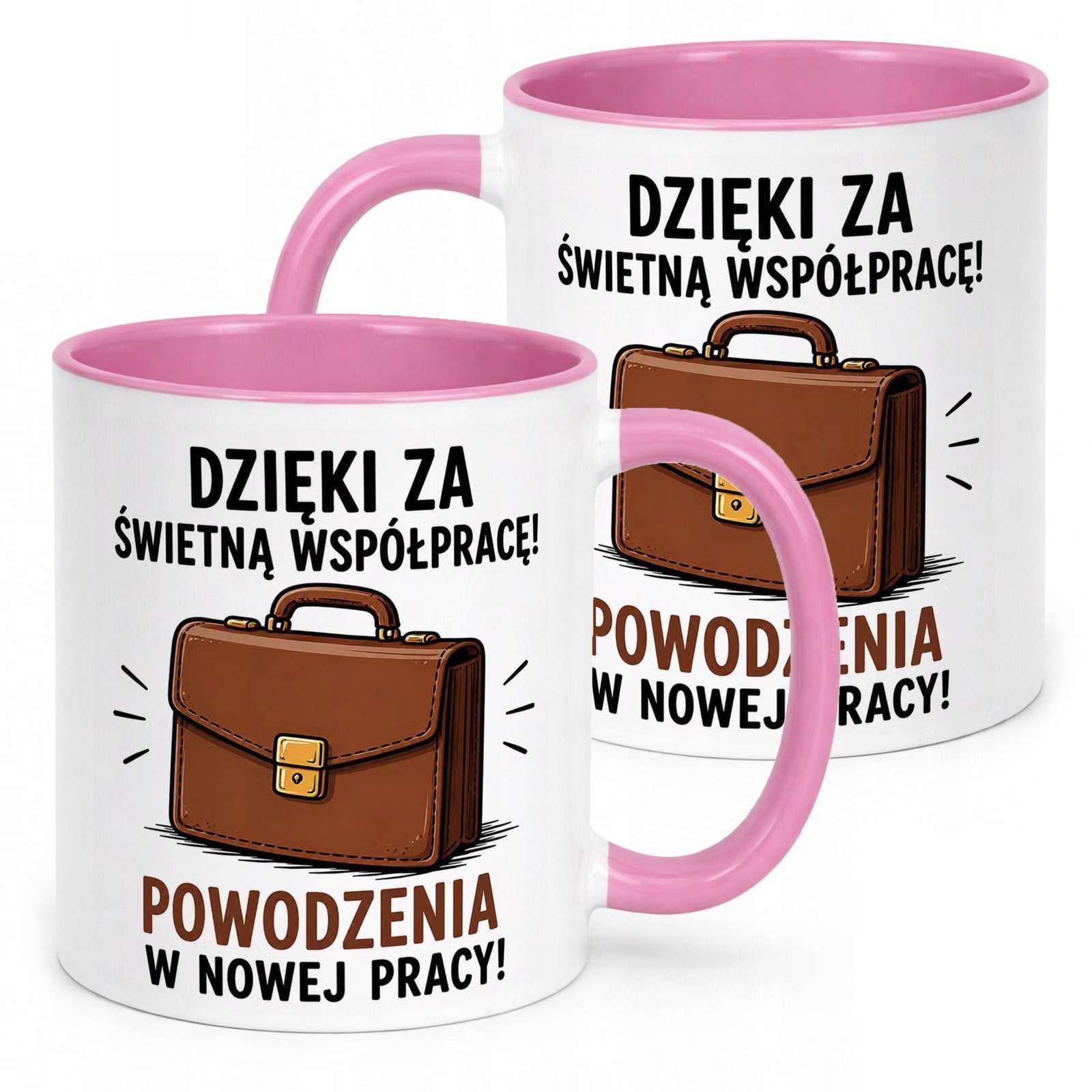Kubek Różowy z nadrukiem Pożegnanie Odejście z Pracy Upominek Prezent