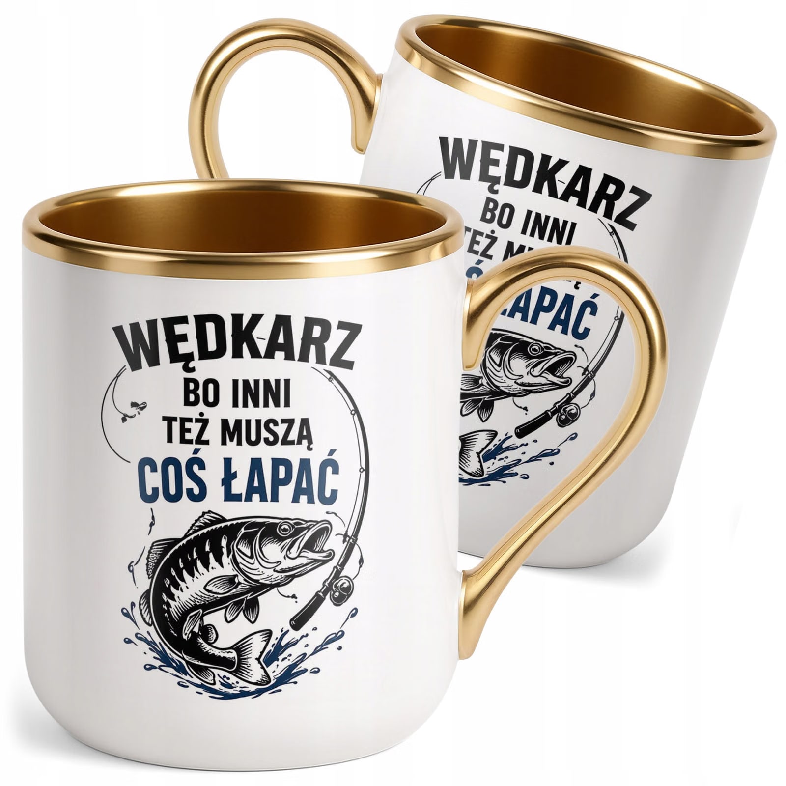 Kubek z nadrukiem Premium Złoty Dla Wędkarza Rybaka Prezent