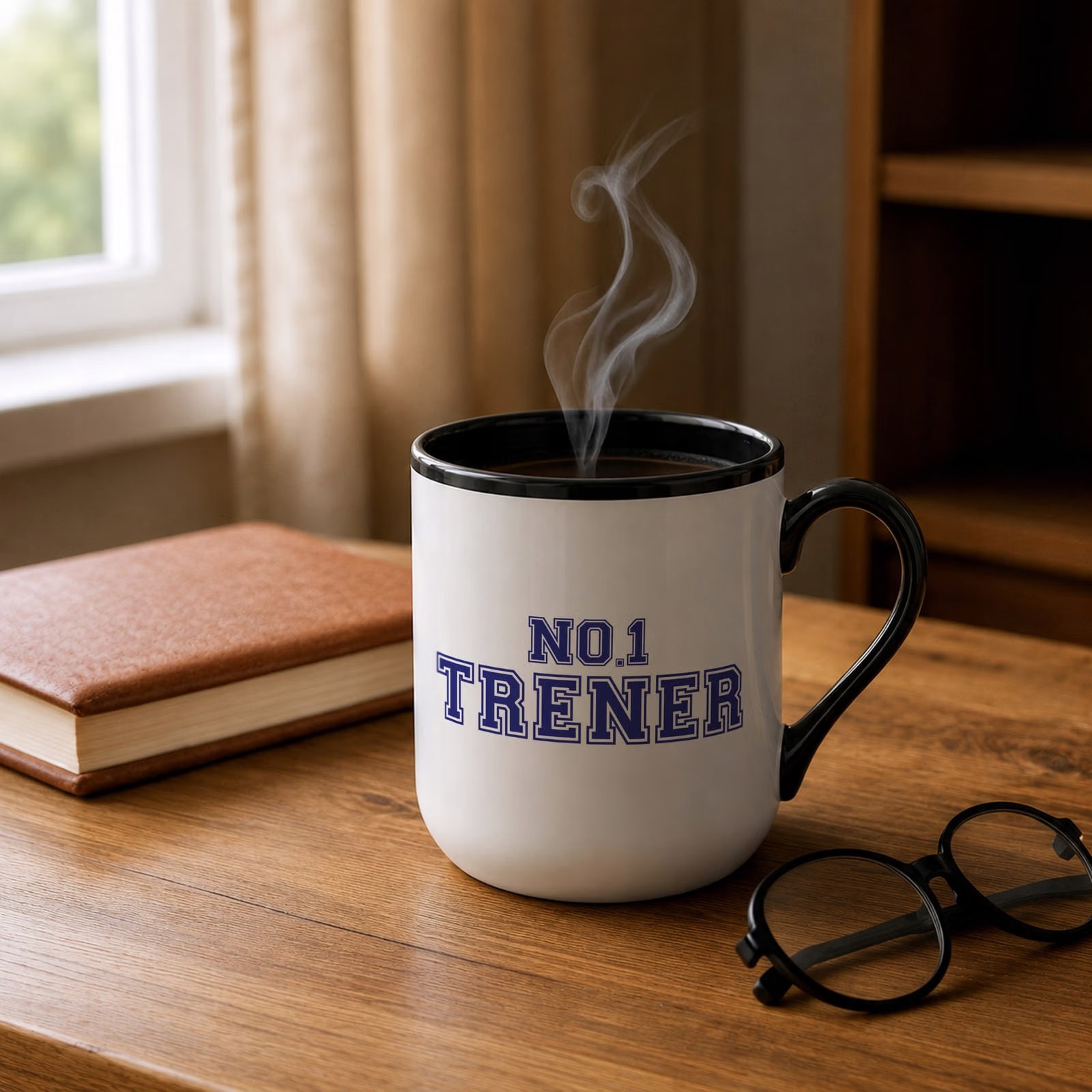 Kubek z nadrukiem Premium Czarny Dla Trenera Najlepszy Trener Prezent