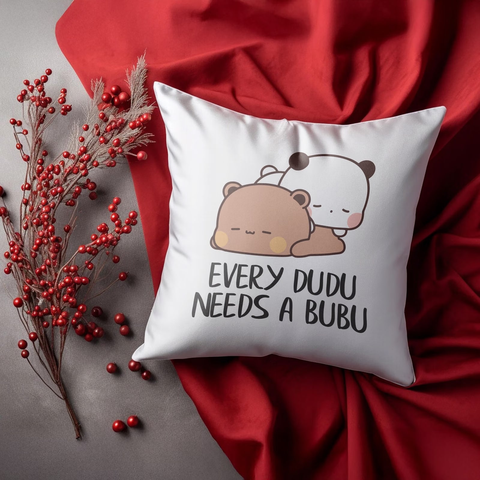 Zestaw Kubek + Poduszka 38×38 cm Walentynki Bubu i Dudu Dla Pary Prezent