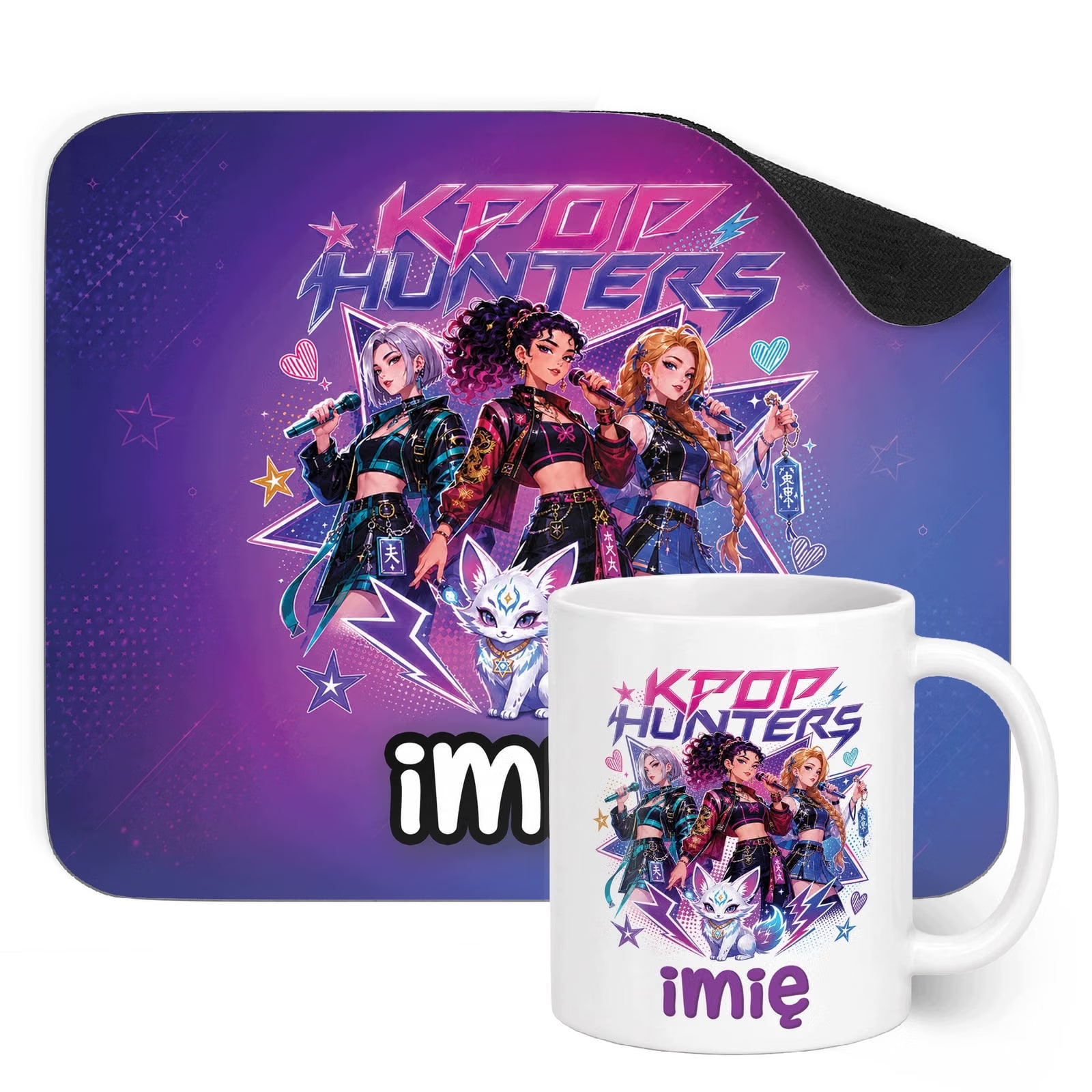 Zestaw personalizowany Kubek Podkładka pod mysz Łowczynie Kpop