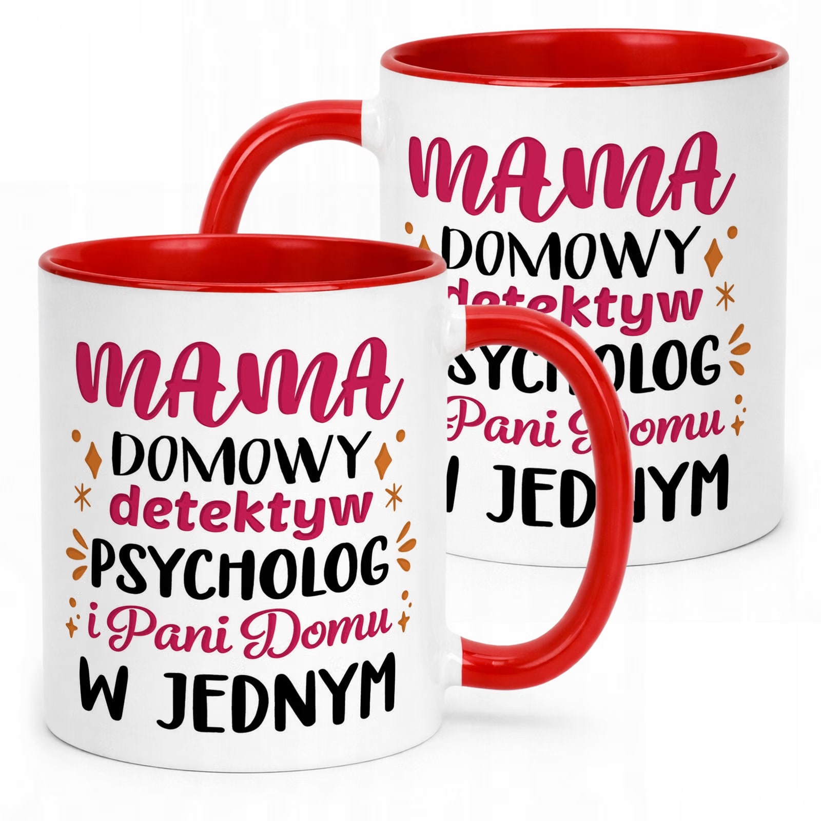 Kubek Czerwony Dzień Matki Dla Mamy Prezent Domowy Detektyw Psycholog