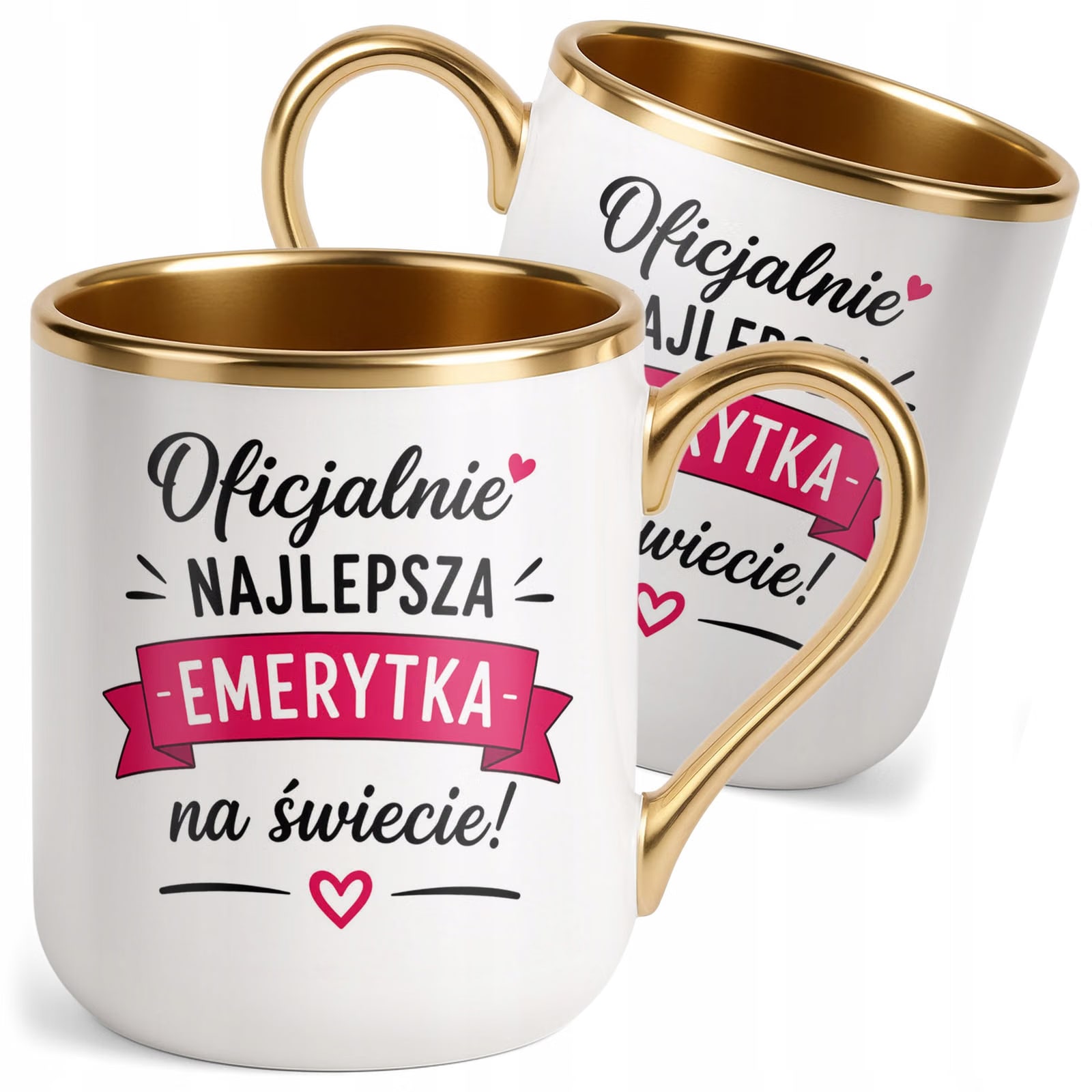 Kubek z nadrukiem Premium Złoty Emerytura Dla Emerytki Upominek Prezent