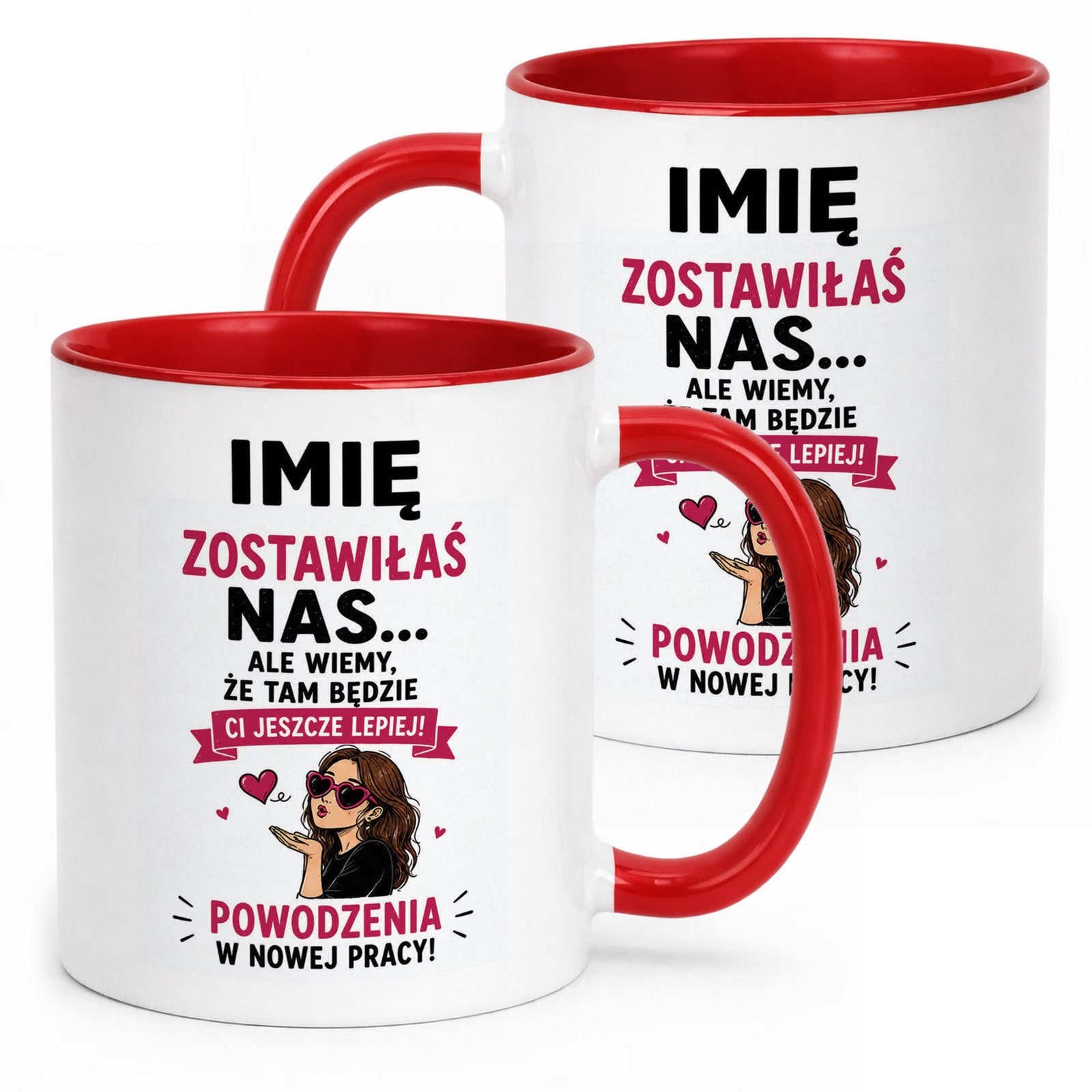Kubek Czerwony Personalizowany z Nadrukiem Pożegnanie Odejście z Pracy