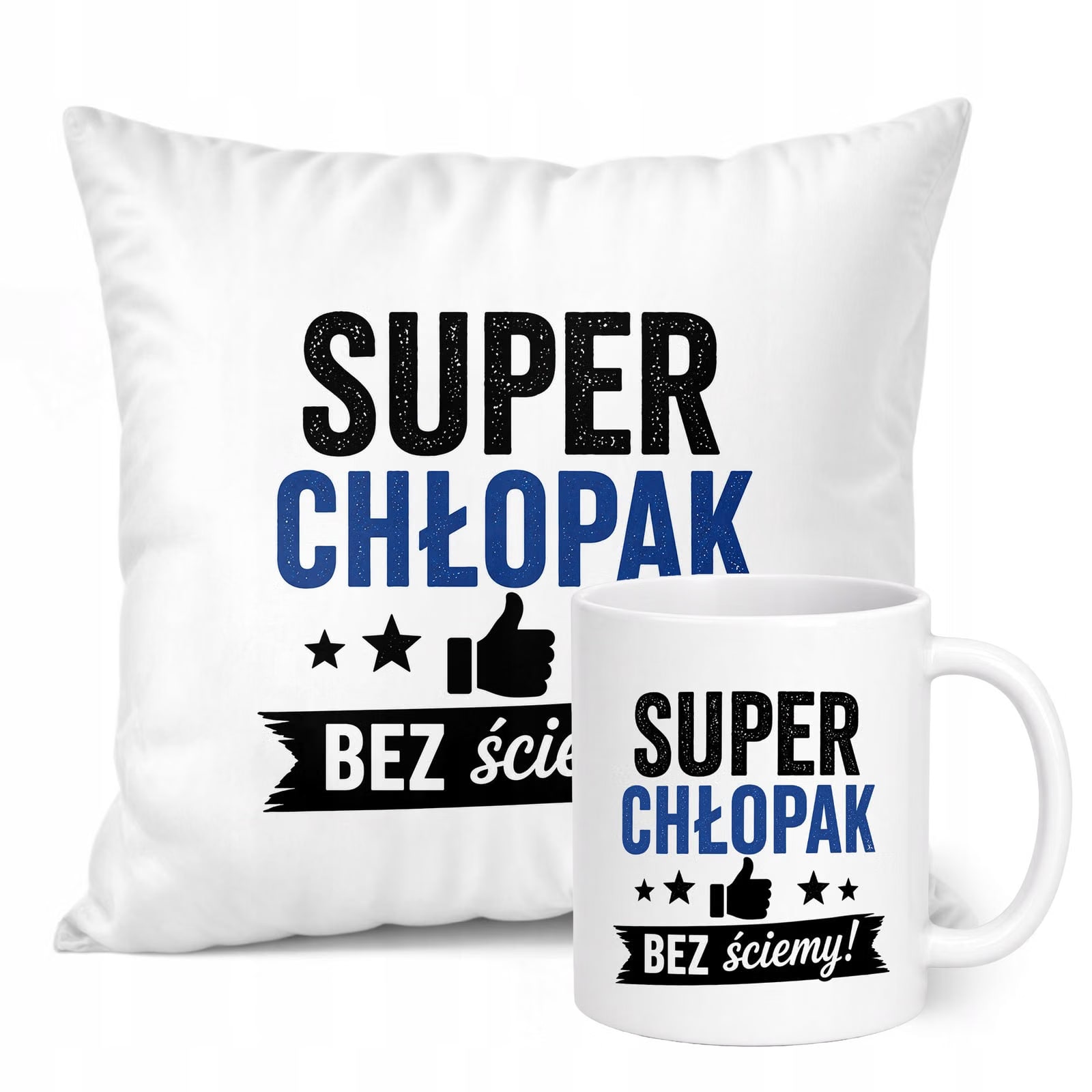 Zestaw Kubek Biały Poduszka Dzień Chłopaka Z Nadrukiem Prezent Upominek