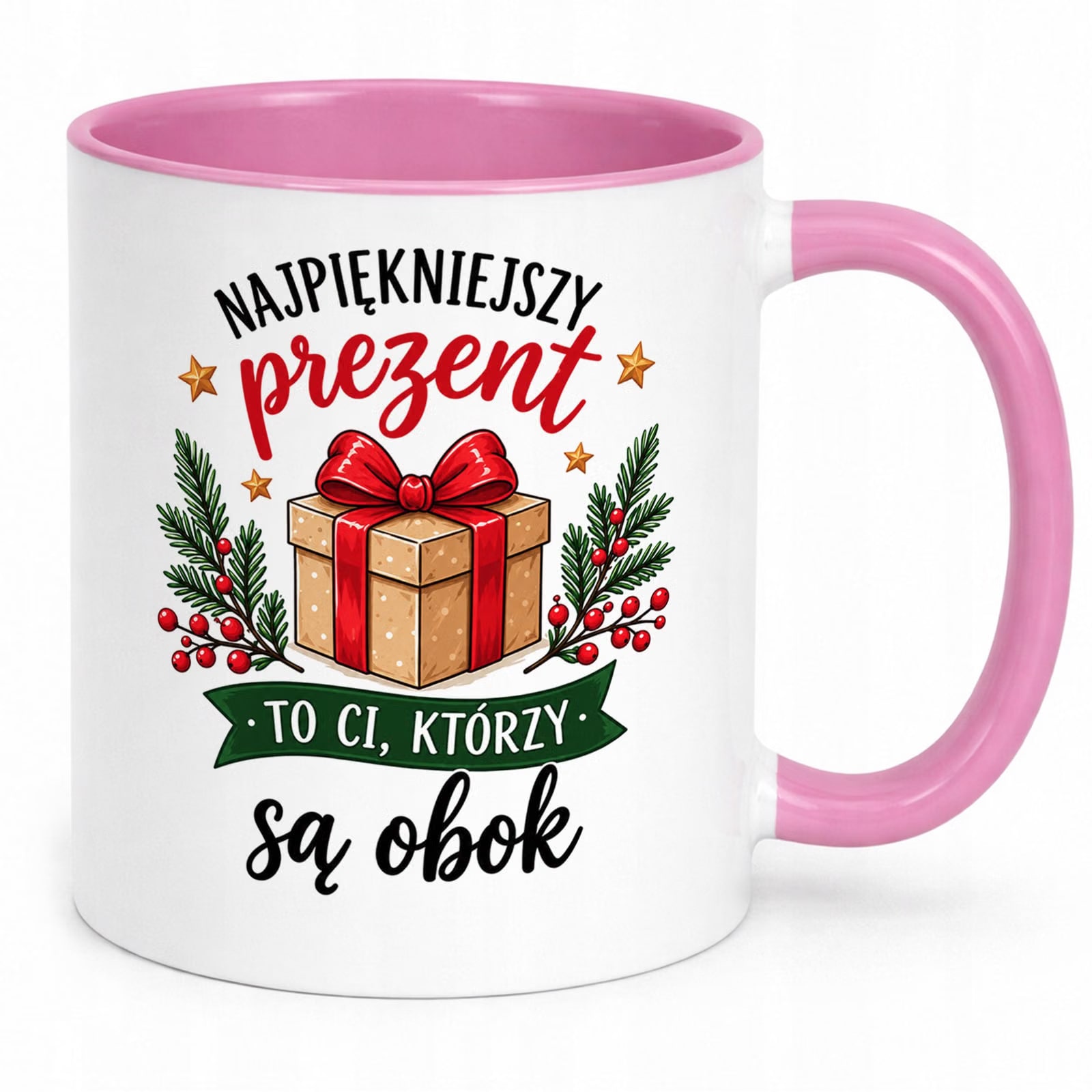 Kubek Różowy Boże Narodzenie Mikołajki Święta Najpiękniejszy Prezent