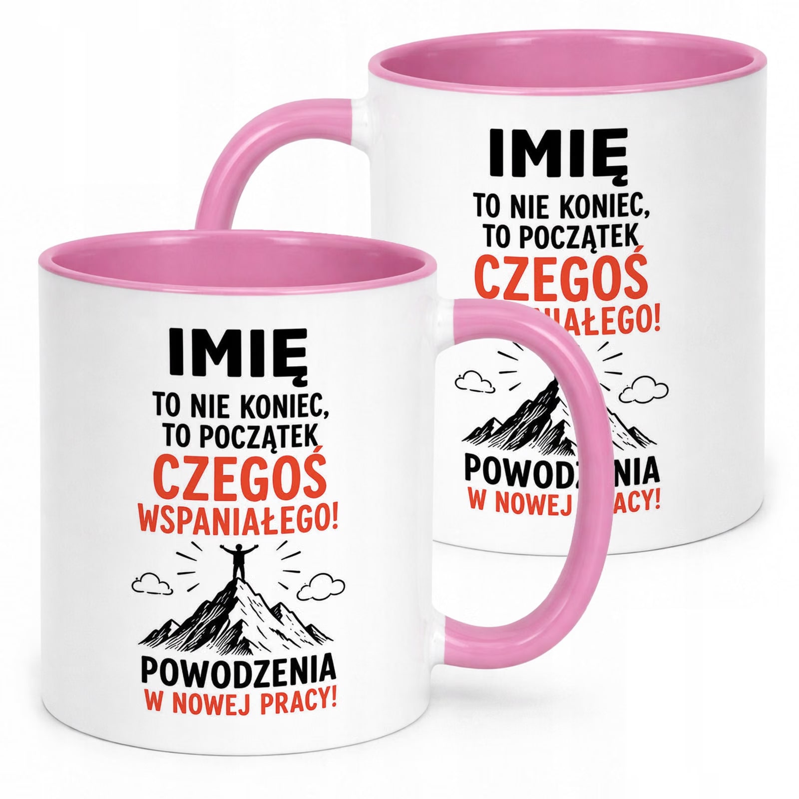Kubek Różowy Personalizowany z Nadrukiem Pożegnanie Odejście z Pracy
