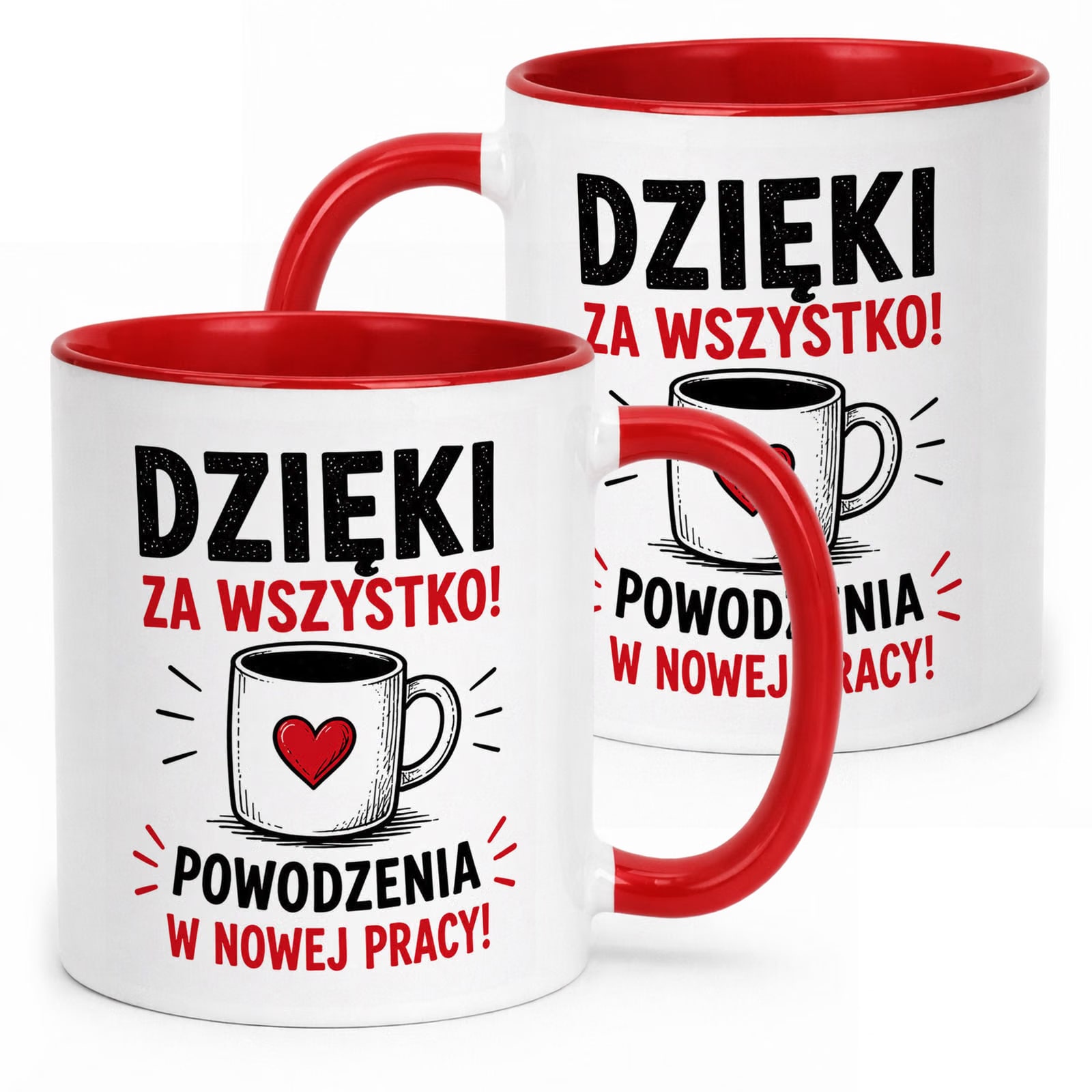 Kubek Czerwony z nadrukiem Pożegnanie Odejście z Pracy Upominek Prezent