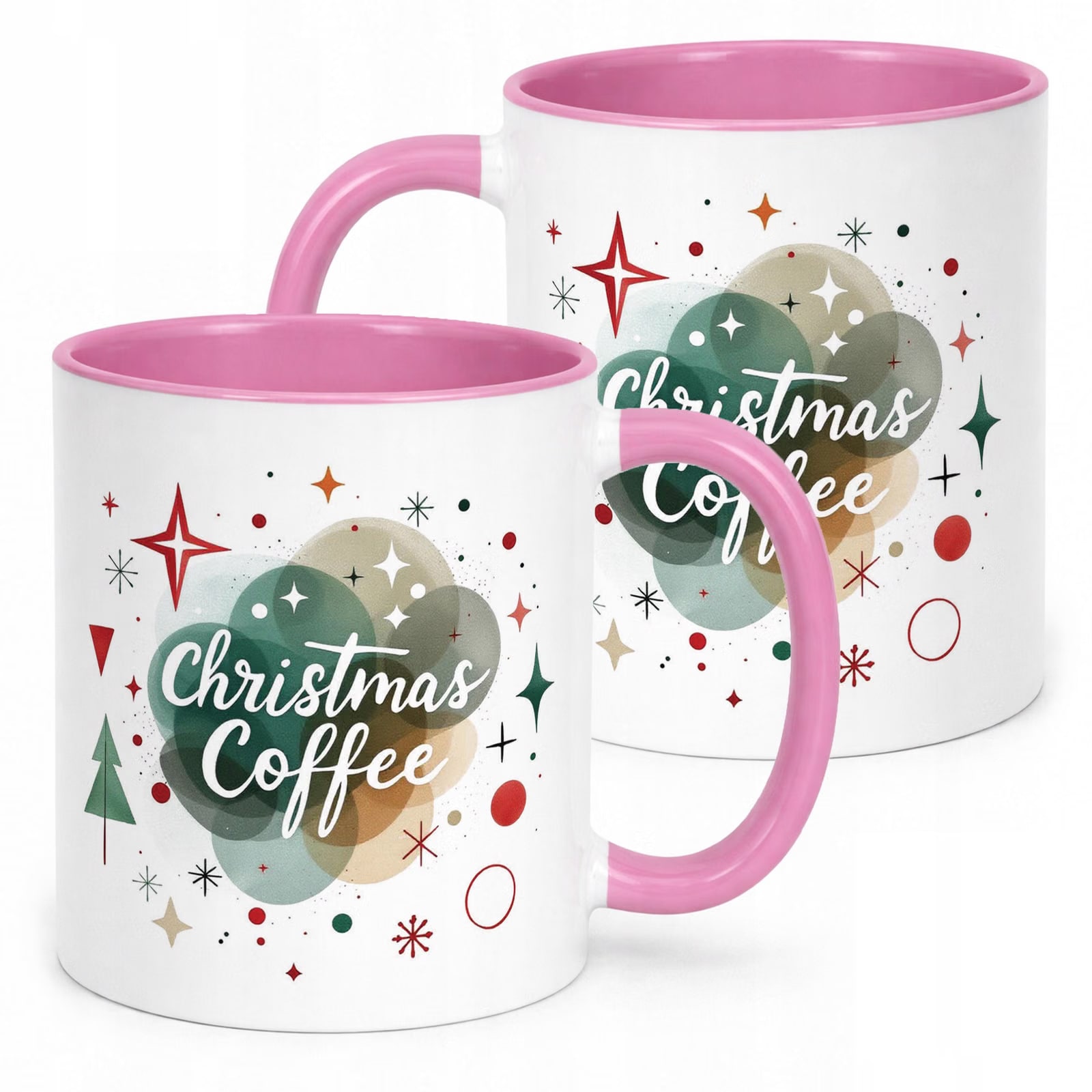 Kubek Różowy z Nadrukiem Boże Narodzenie Mikołajki Christmas Coffee Prezent