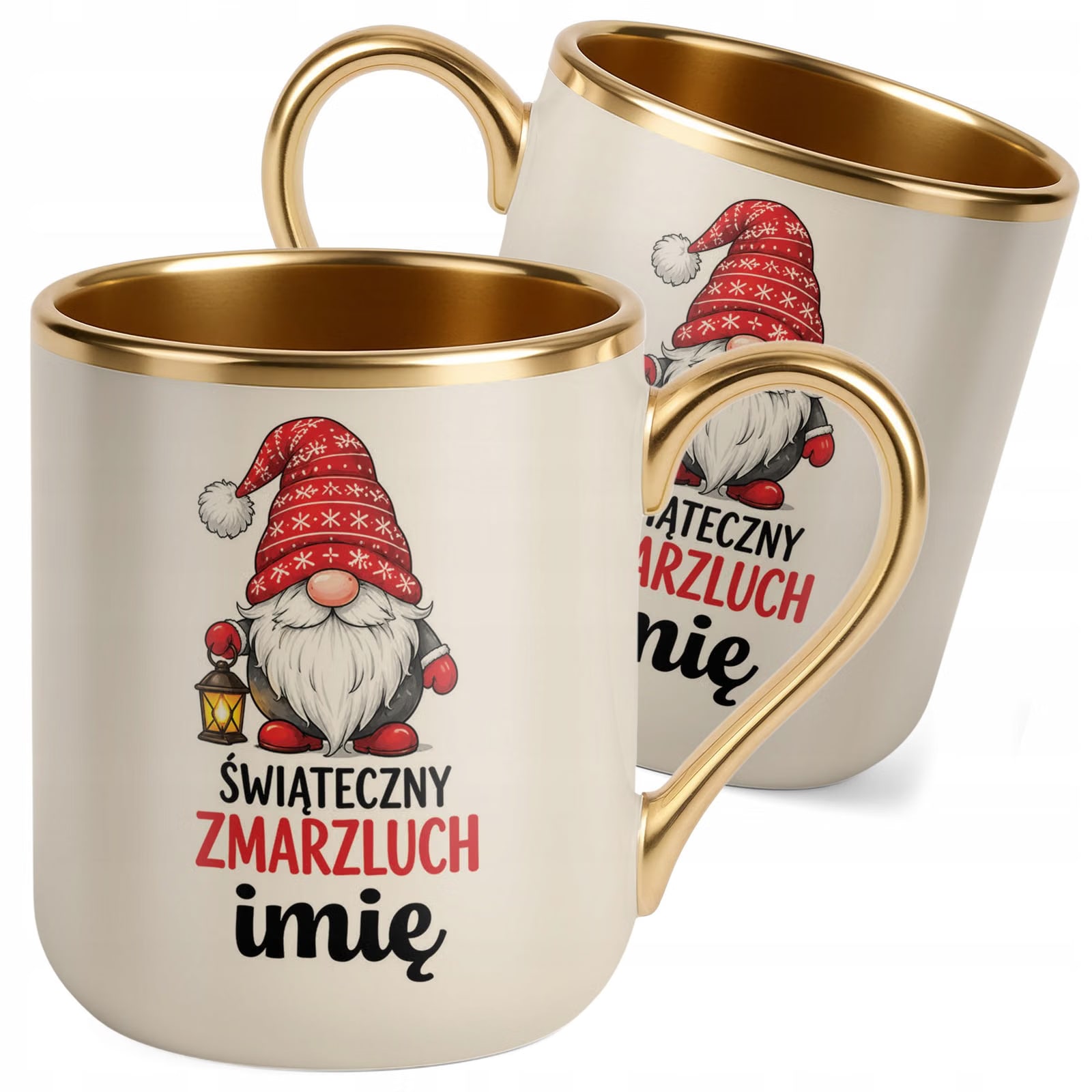 Kubek Personalizowany Premium Złoty Ecru Boże Narodzenie Święta Prezent