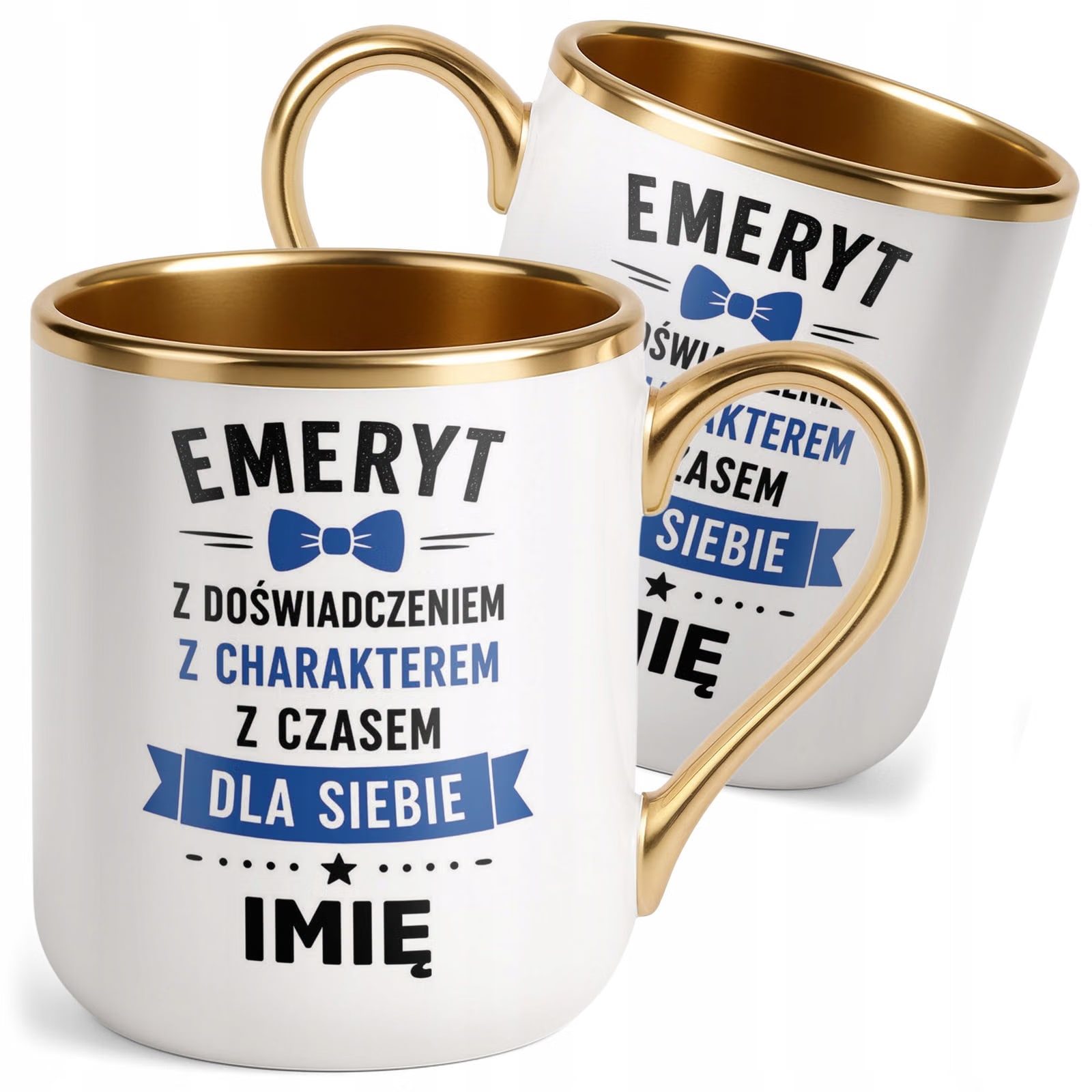 Kubek Personalizowany z nadrukiem Premium Złoty Emerytura Prezent