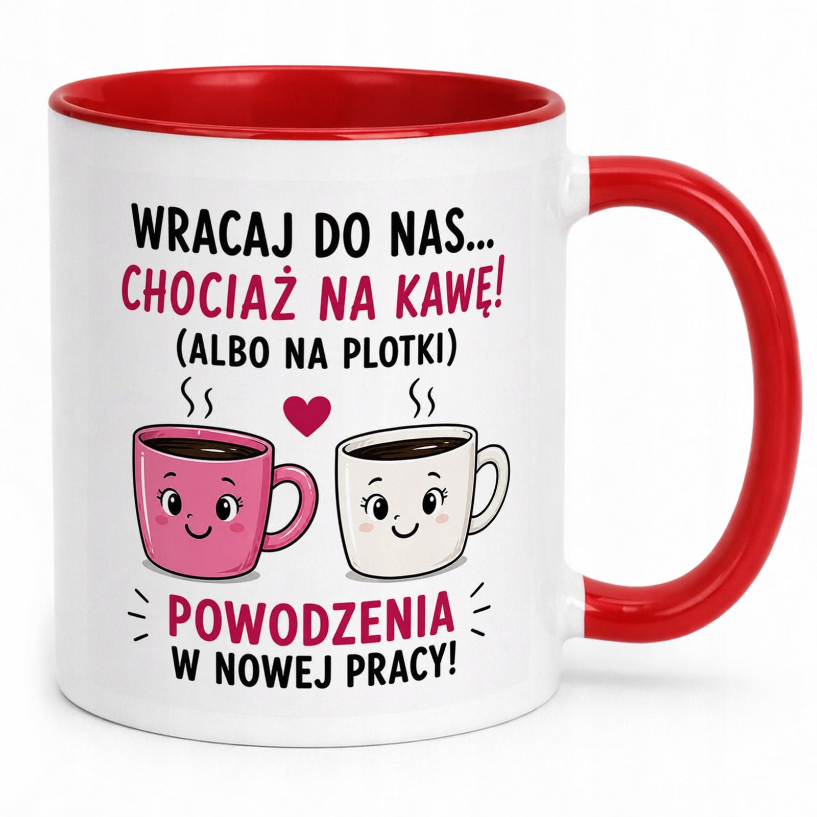Kubek Czerwony z nadrukiem Pożegnanie Odejście z Pracy Dla Koleżanki