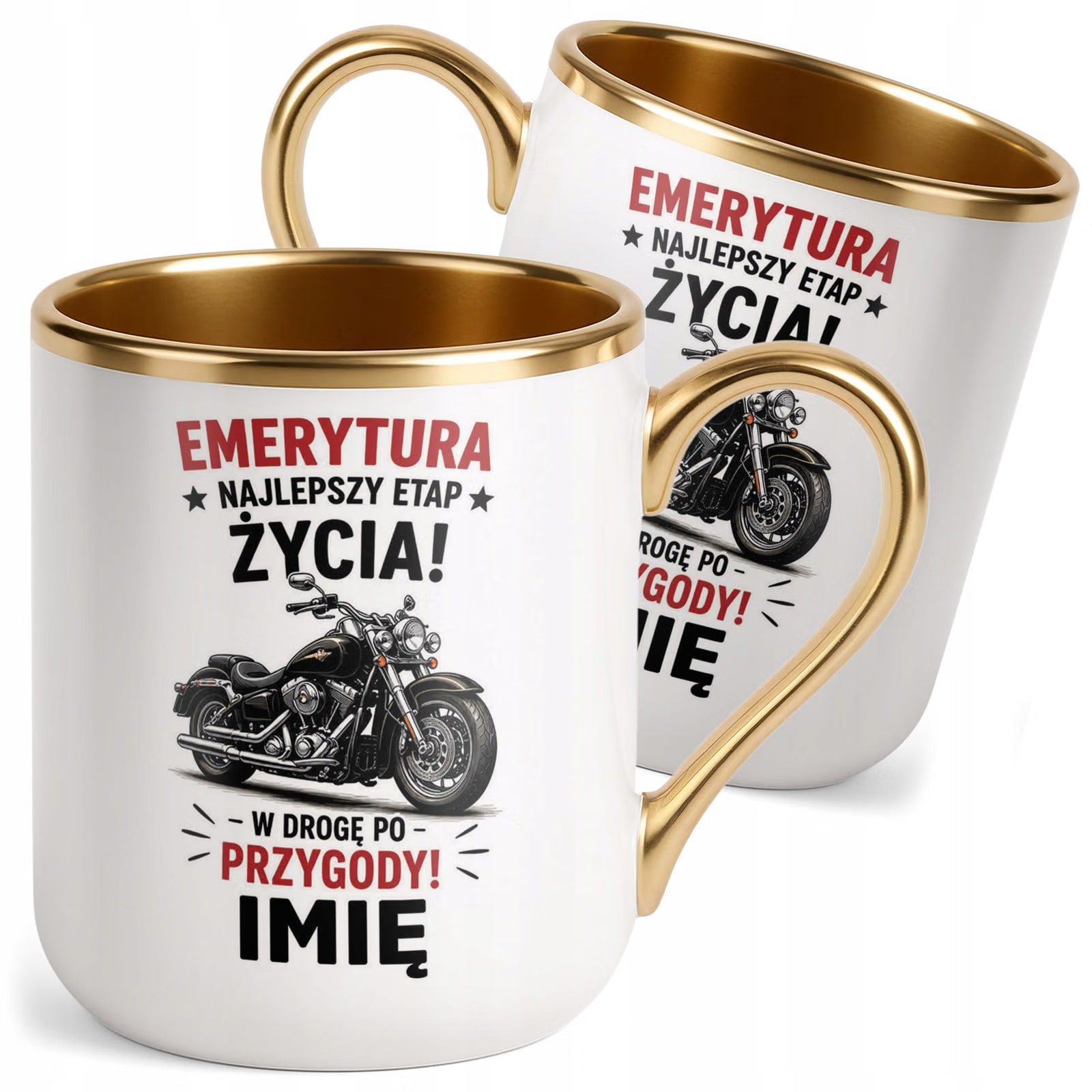 Kubek Personalizowany z nadrukiem Premium Złoty Emerytura Prezent