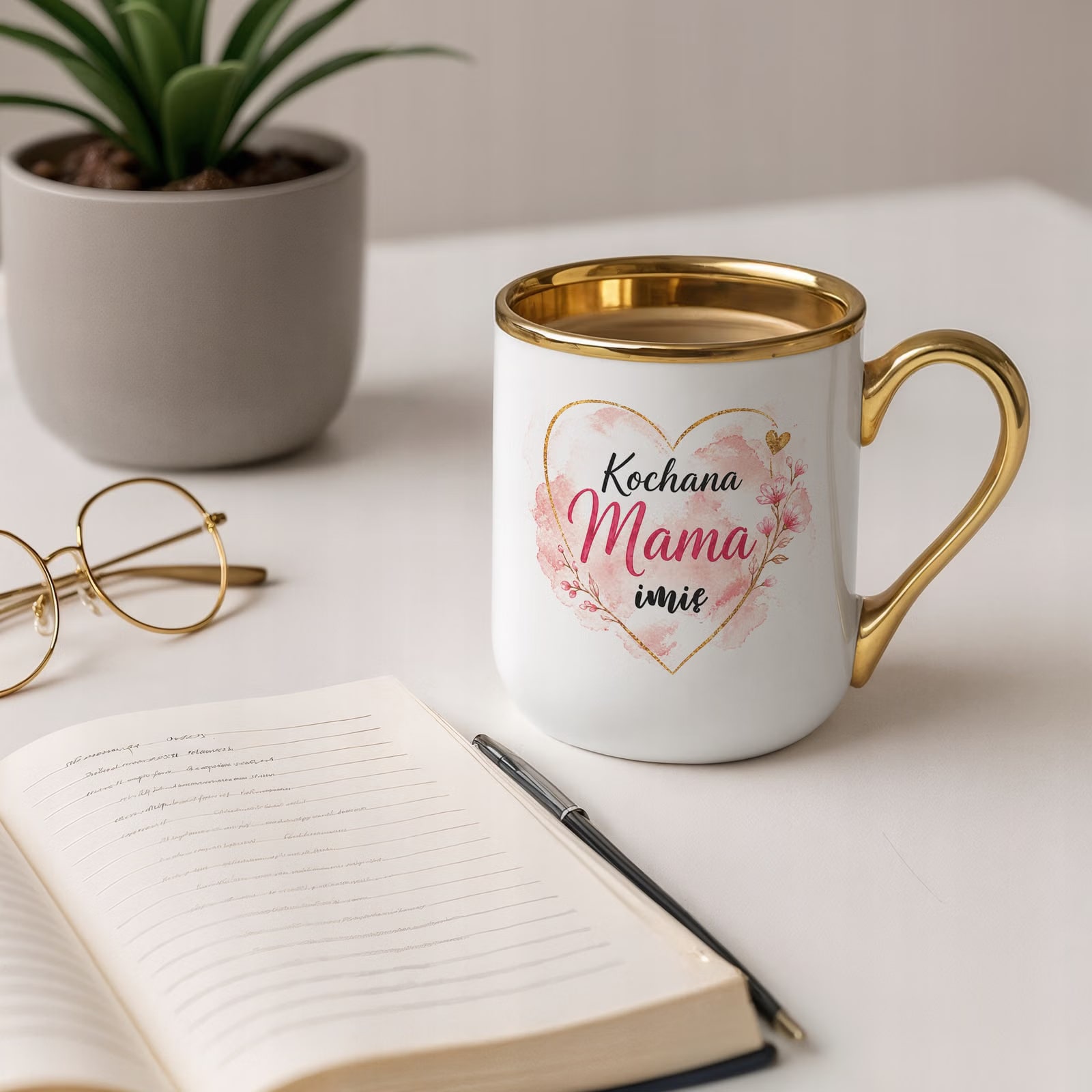 Kubek premium złoty personalizowany dla mamy prezent Dzień Matki