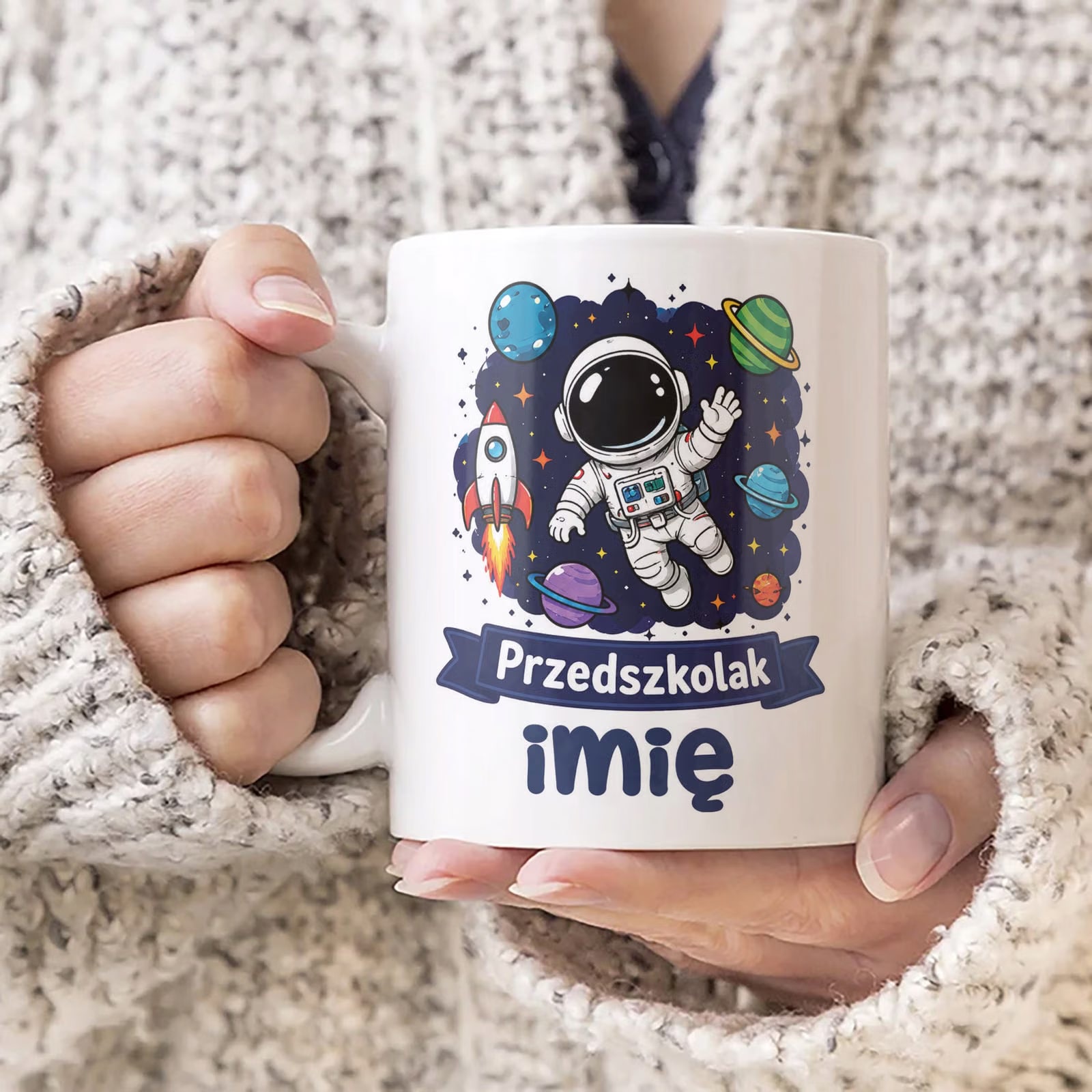 Zestaw Personalizowany Plecak Worek Kubek Przedszkolak Astronauta Prezent