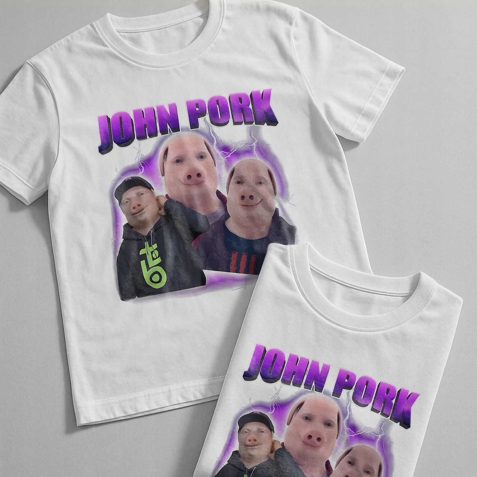 Koszulka biała dziecięca John Pork viral tiktok brainrot mem
