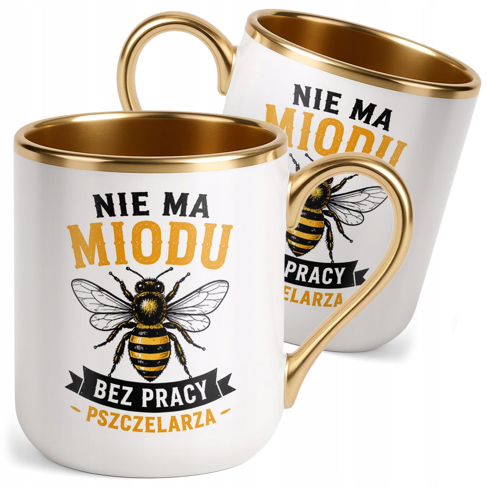 Kubek z nadrukiem Premium Złoty Dla Pszczelarza Szef Pasieki Prezent
