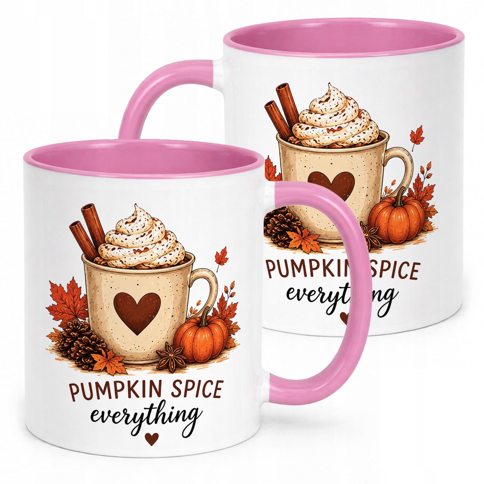 Różowy Kubek z nadrukiem Jesienny Jesień Pumpkin spice Prezent