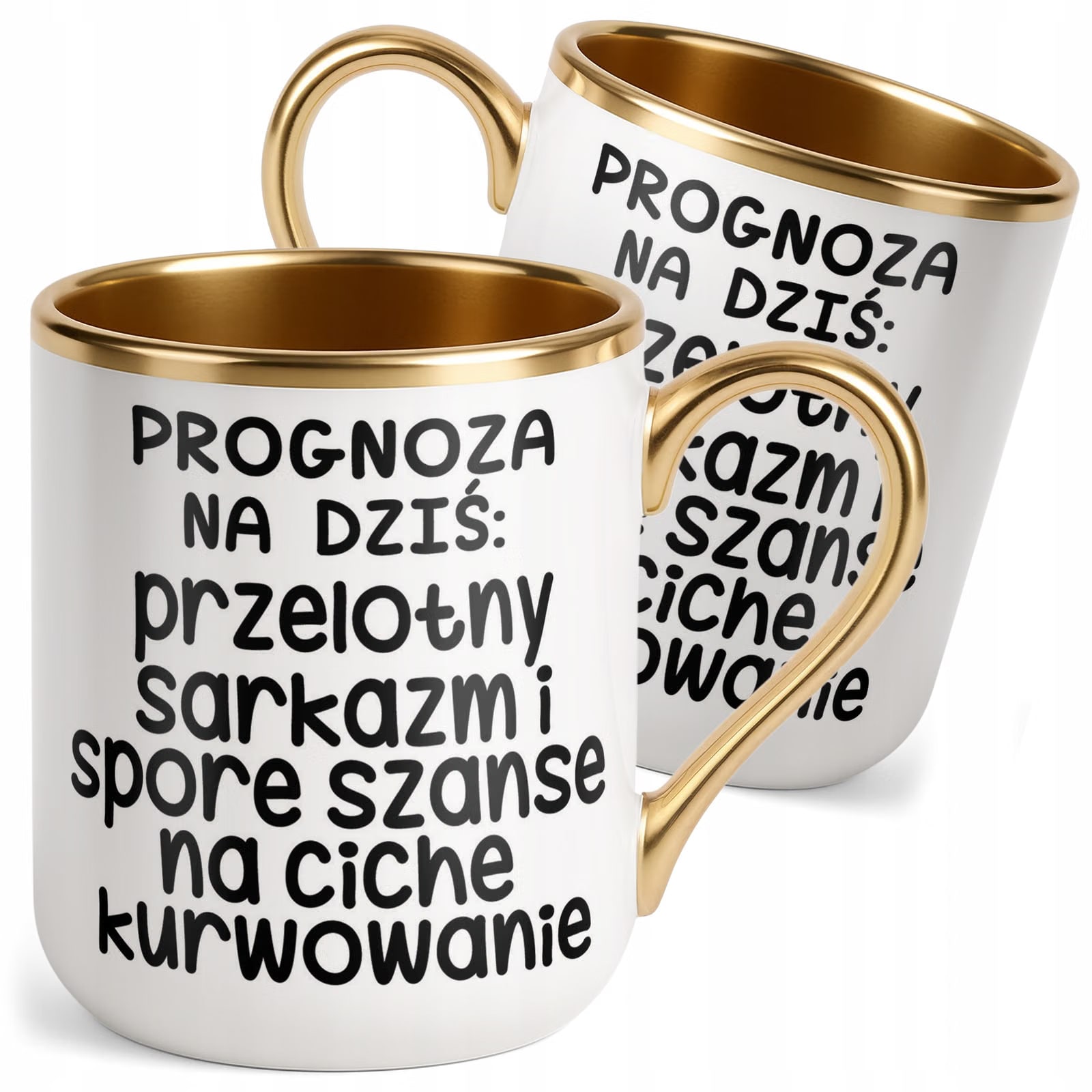 Kubek Premium Złoty Progonoza Pogody Na Dziś Śmieszny Zabawny Prezent