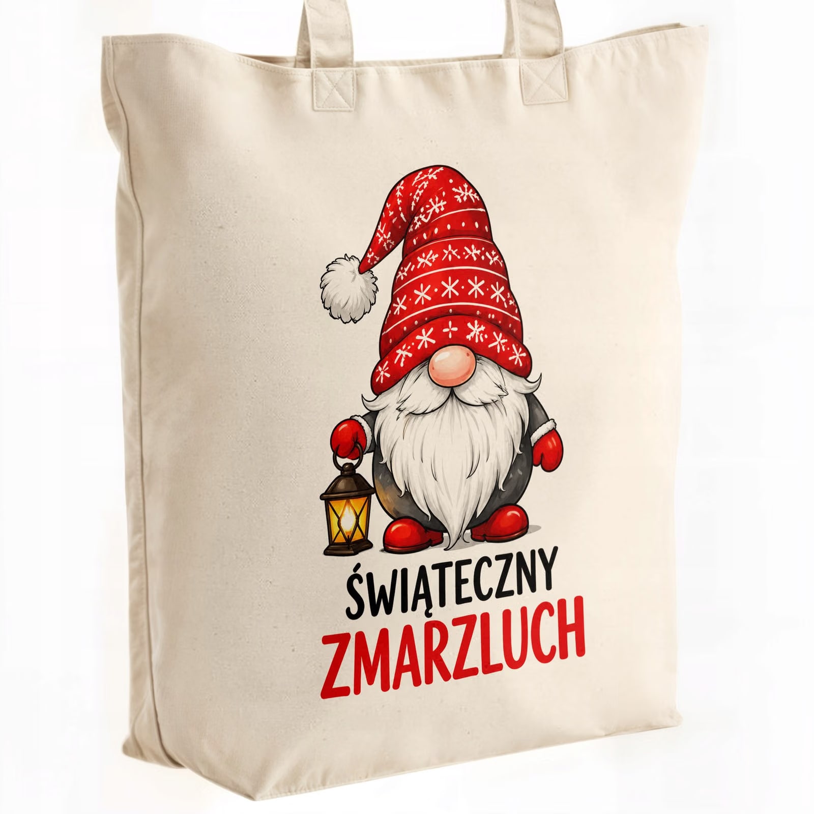 Torba shopper bawełniana premium świąteczna mikołajki z nadrukiem