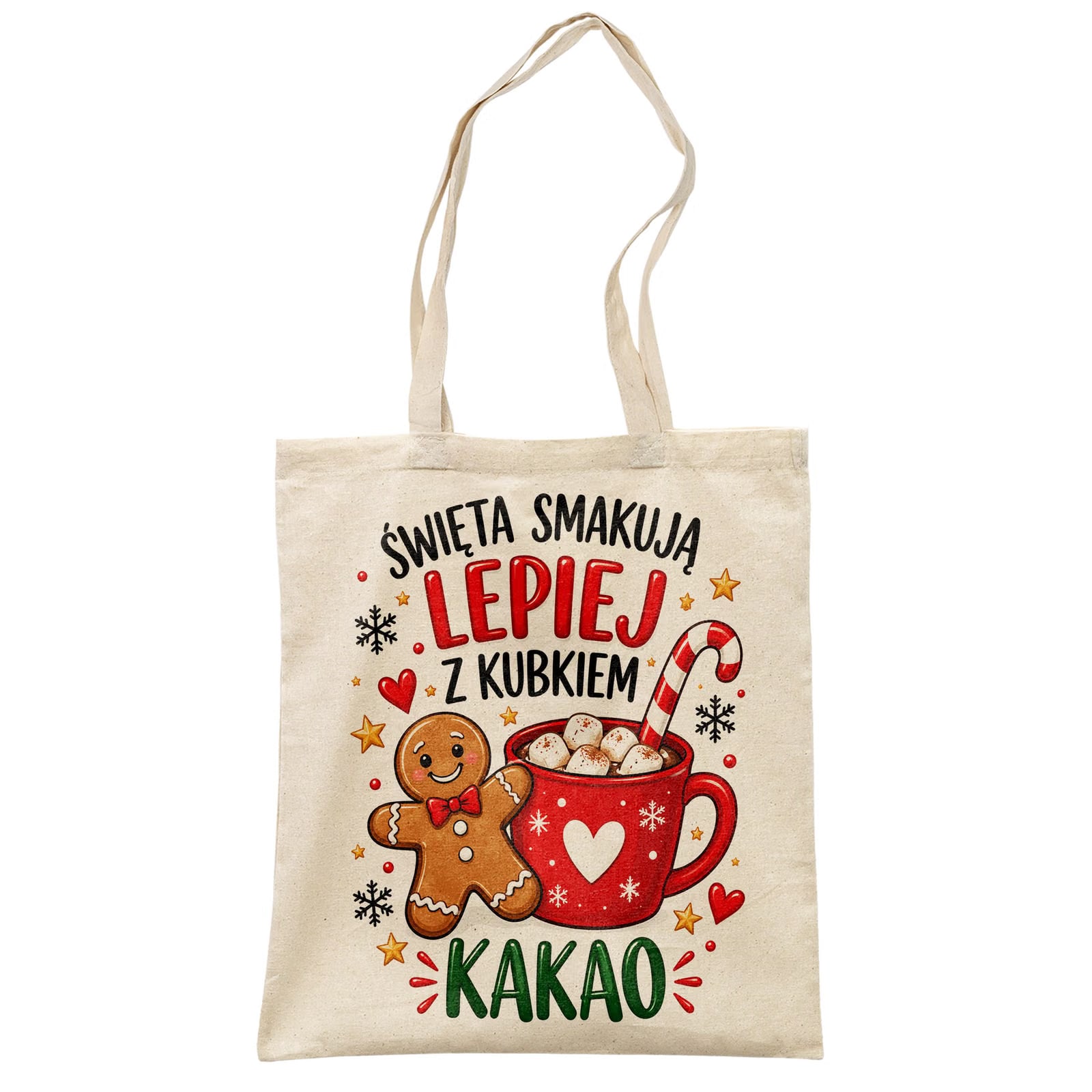 Torba shopper bawełniana świąteczna mikołajki z nadrukiem prezent