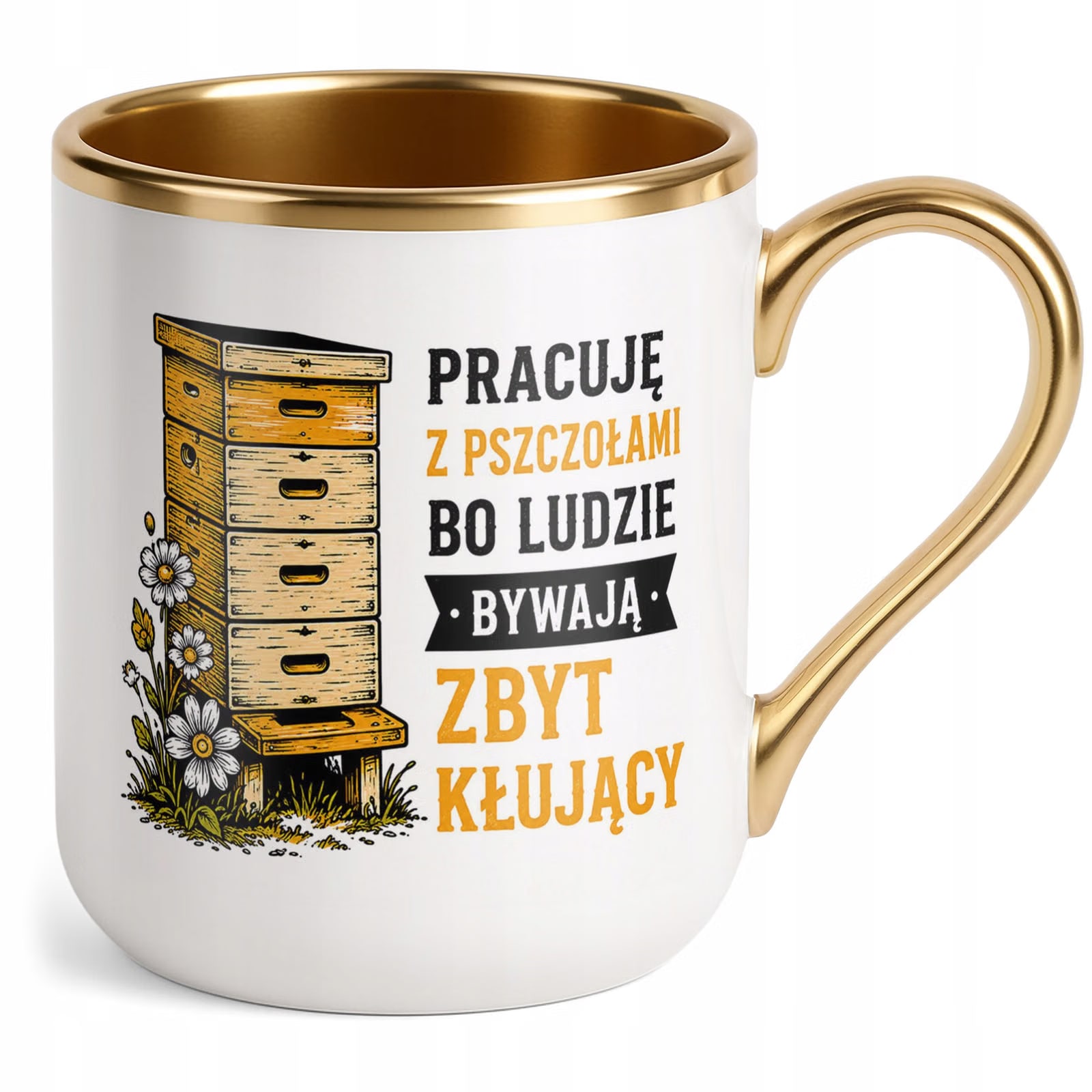 Kubek z nadrukiem Premium Złoty Dla Pszczelarza Szef Pasieki Prezent