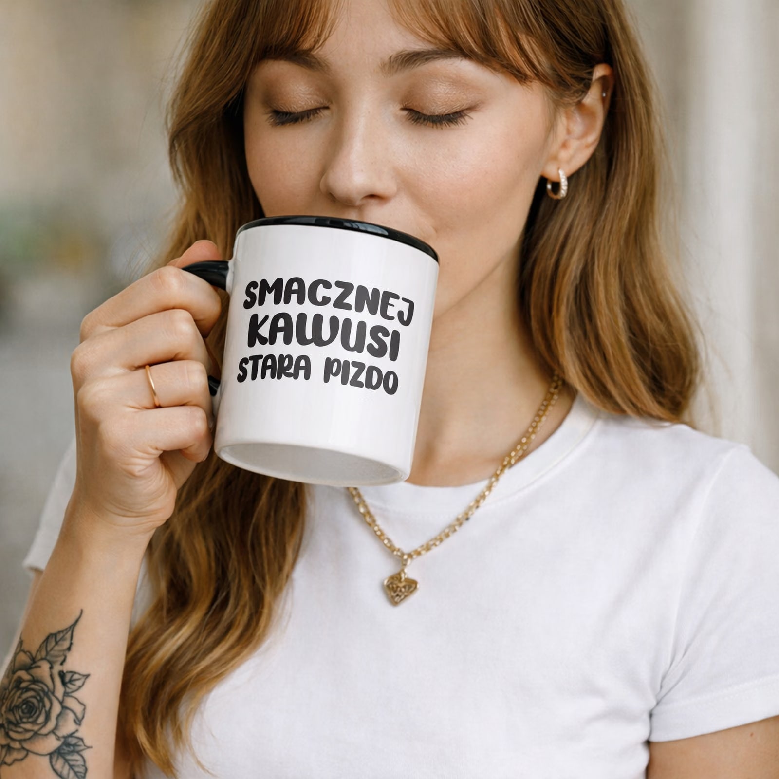 Kubek Czarny Smacznej Kawus Stara Piz*o Śmieszny Zabawny Prezent