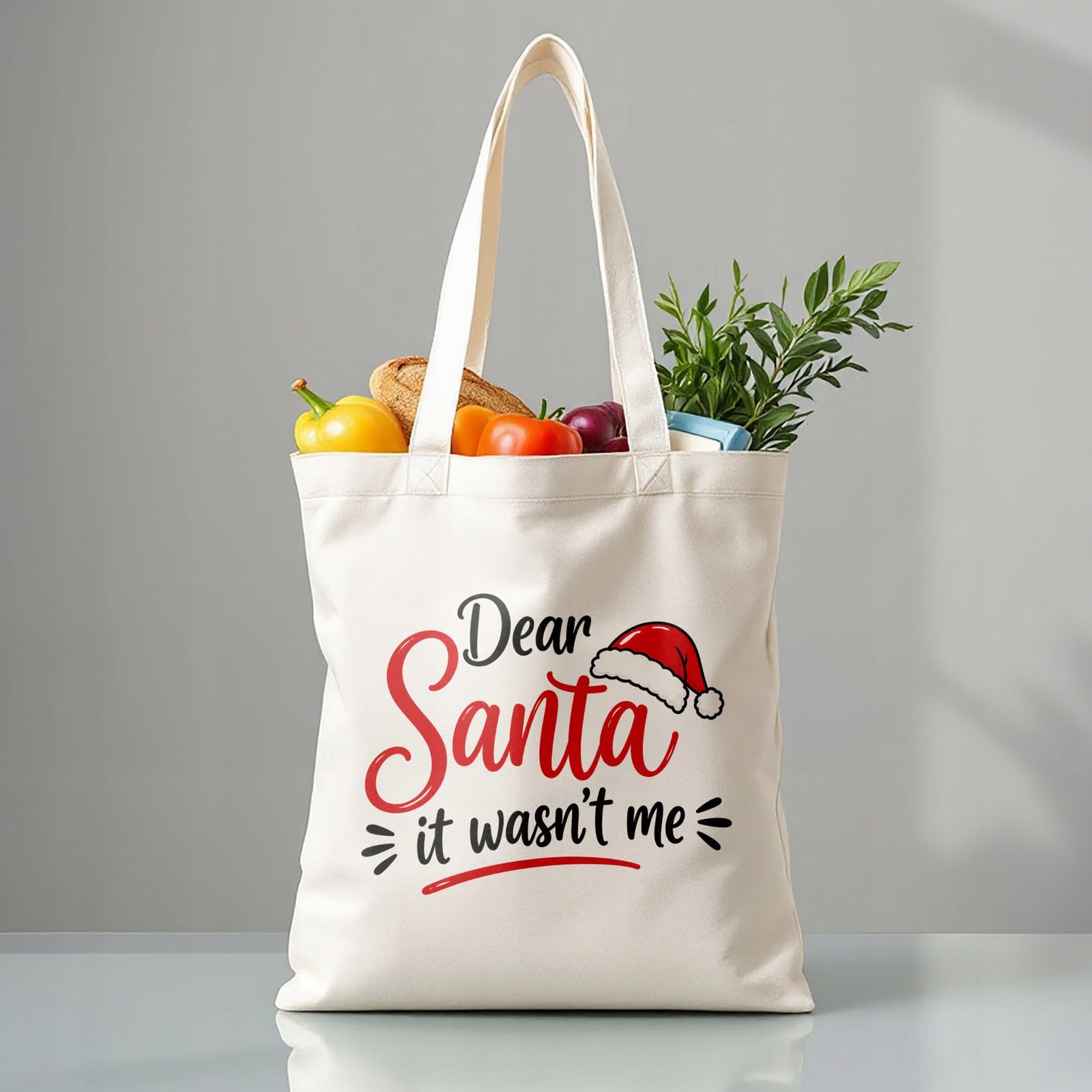 Torba shopper bawełniana świąteczna na zakupy z nadrukiem prezent