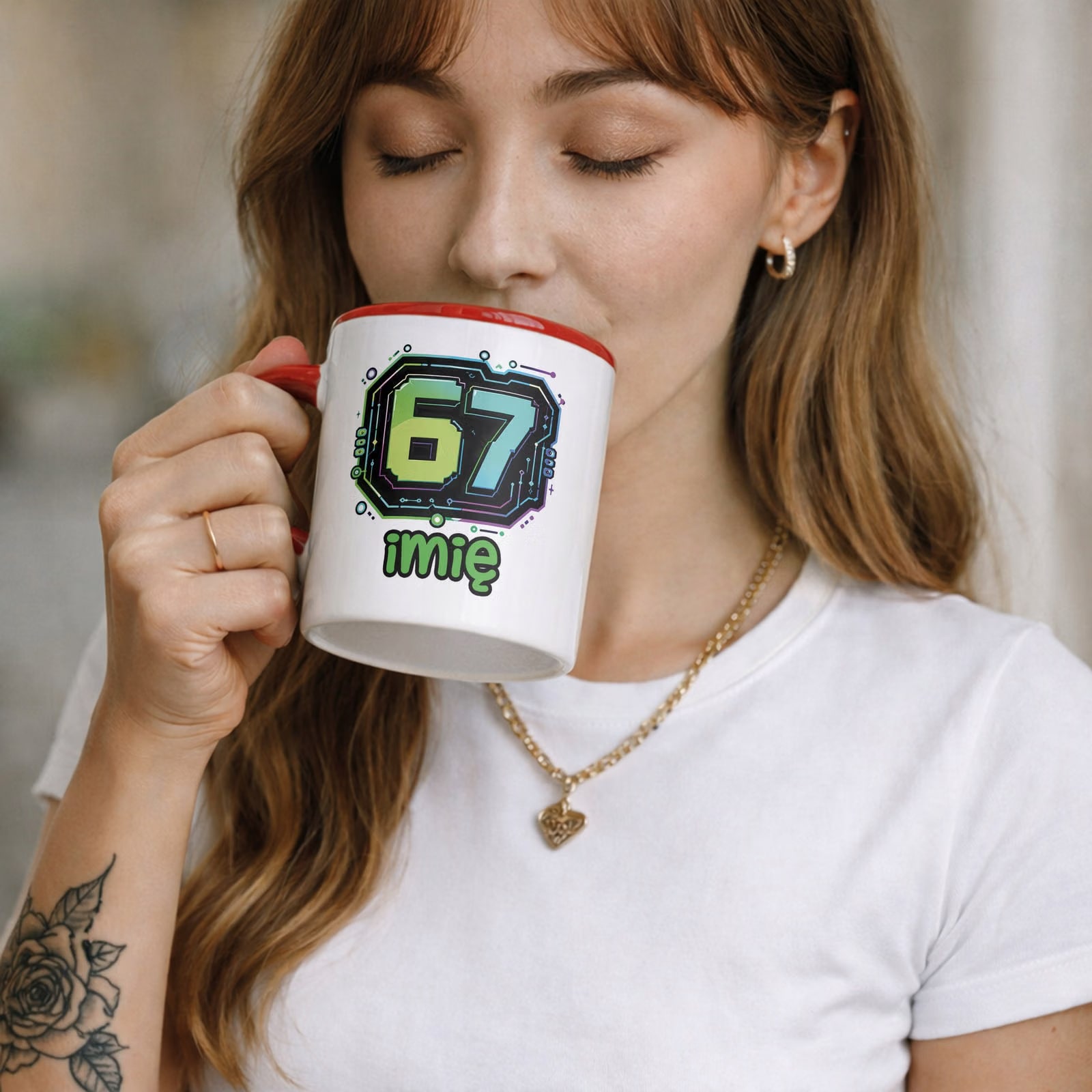Zestaw personalizowany Kubek Czerwony Podkładka pod mysz 67 Six Seven