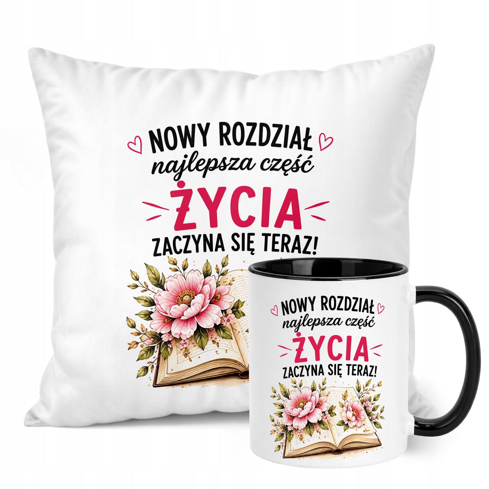 Zestaw Kubek Czarny Poduszka Z Nadrukiem Emerytura Dla Emerytki Prezent
